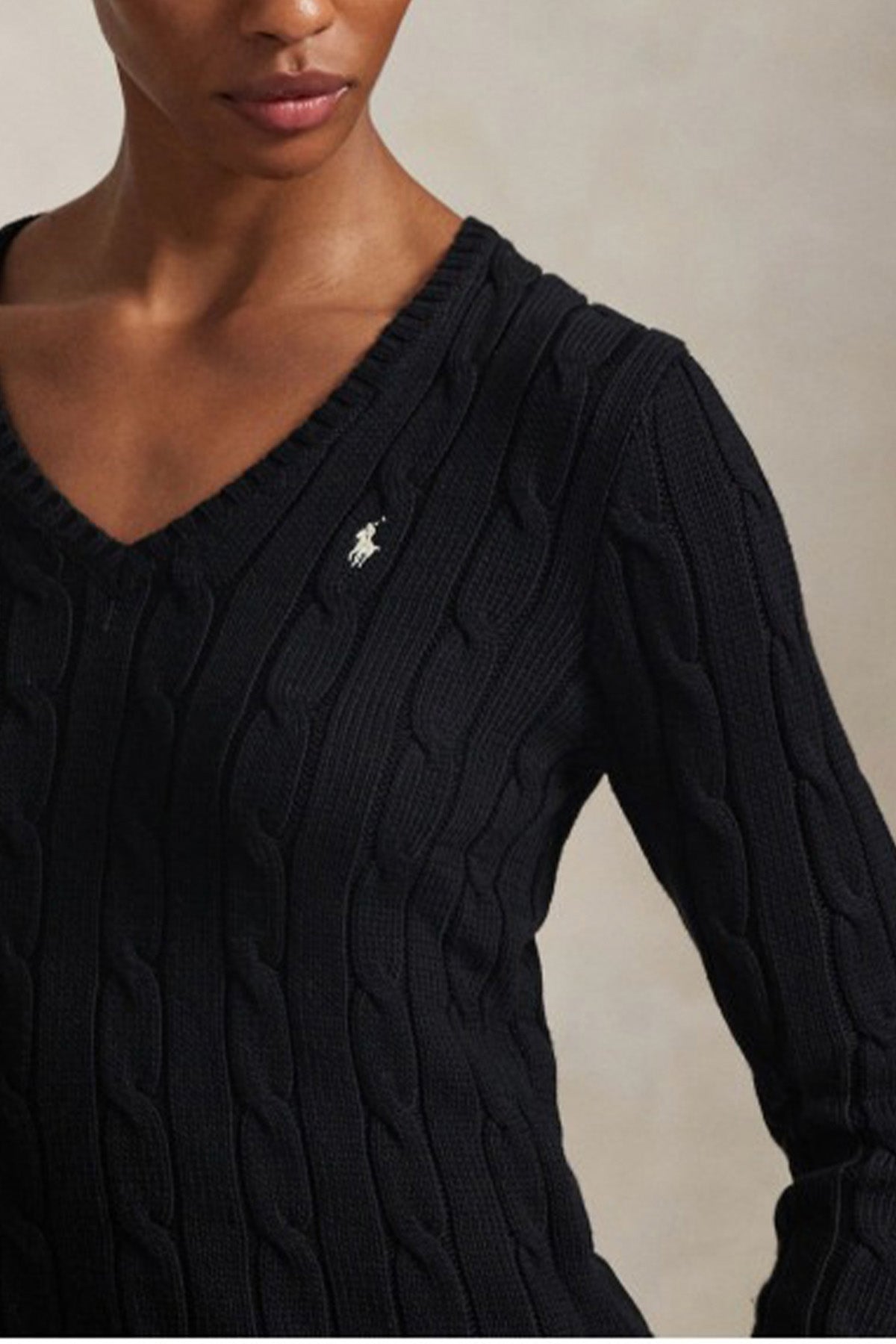 Polo Ralph Lauren Pima Cotton Slim Fit V Yaka Saç Örgü Triko