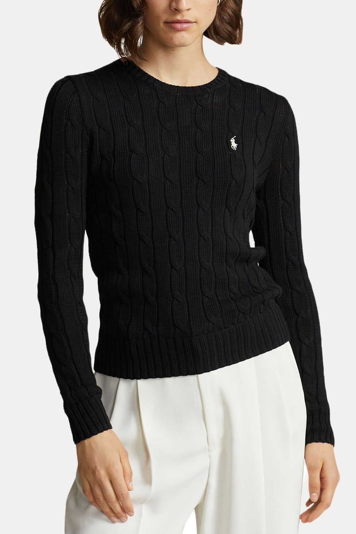 Polo Ralph Lauren Pima Cotton Slim Fit Yuvarlak Yaka Saç Örgü Triko