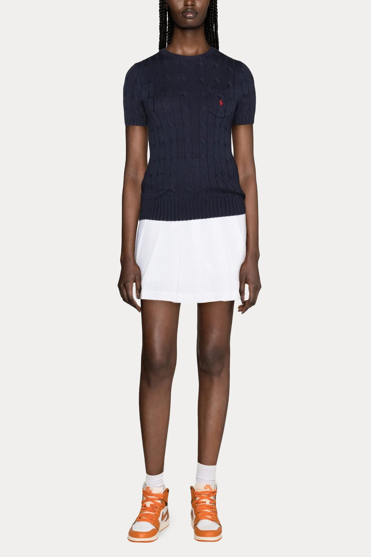 Polo Ralph Lauren Slim Fit Pima Cotton Yuvarlak Yaka Saç Örgü Triko