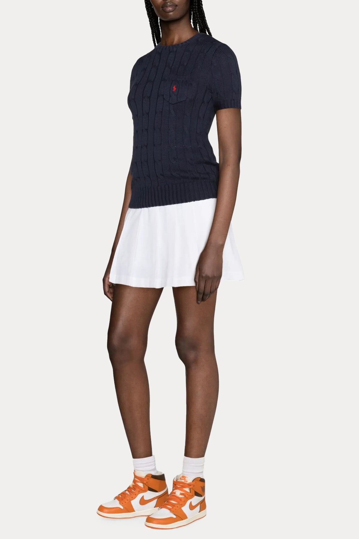 Polo Ralph Lauren Slim Fit Pima Cotton Yuvarlak Yaka Saç Örgü Triko