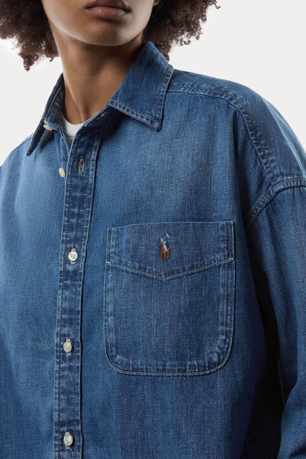 Polo Ralph Lauren Geniş Kesim Spor Cepli Denim Gömlek