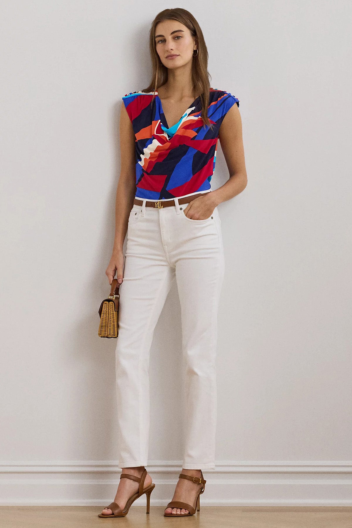 Polo Ralph Lauren Relaxed Fit Renk Bloklu Streç Bluz