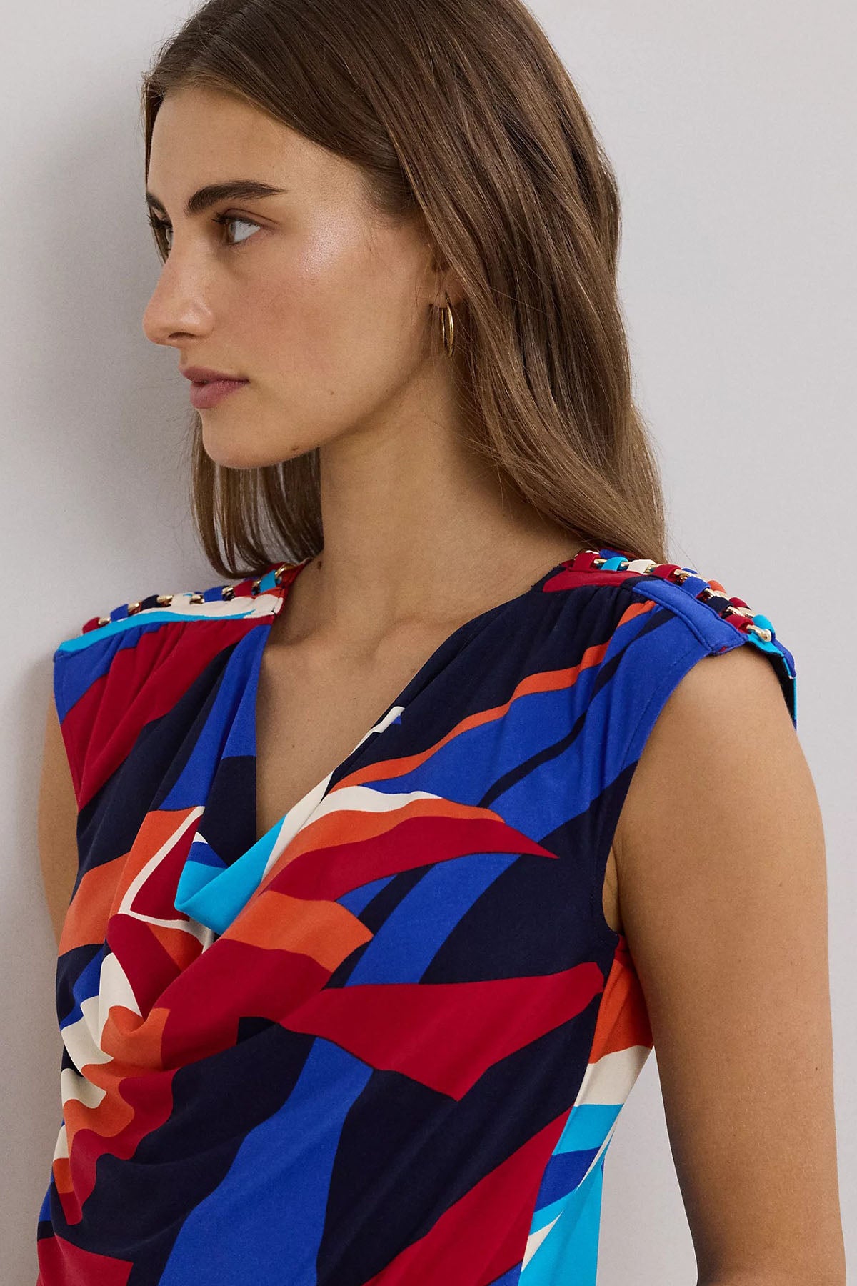 Polo Ralph Lauren Relaxed Fit Renk Bloklu Streç Bluz