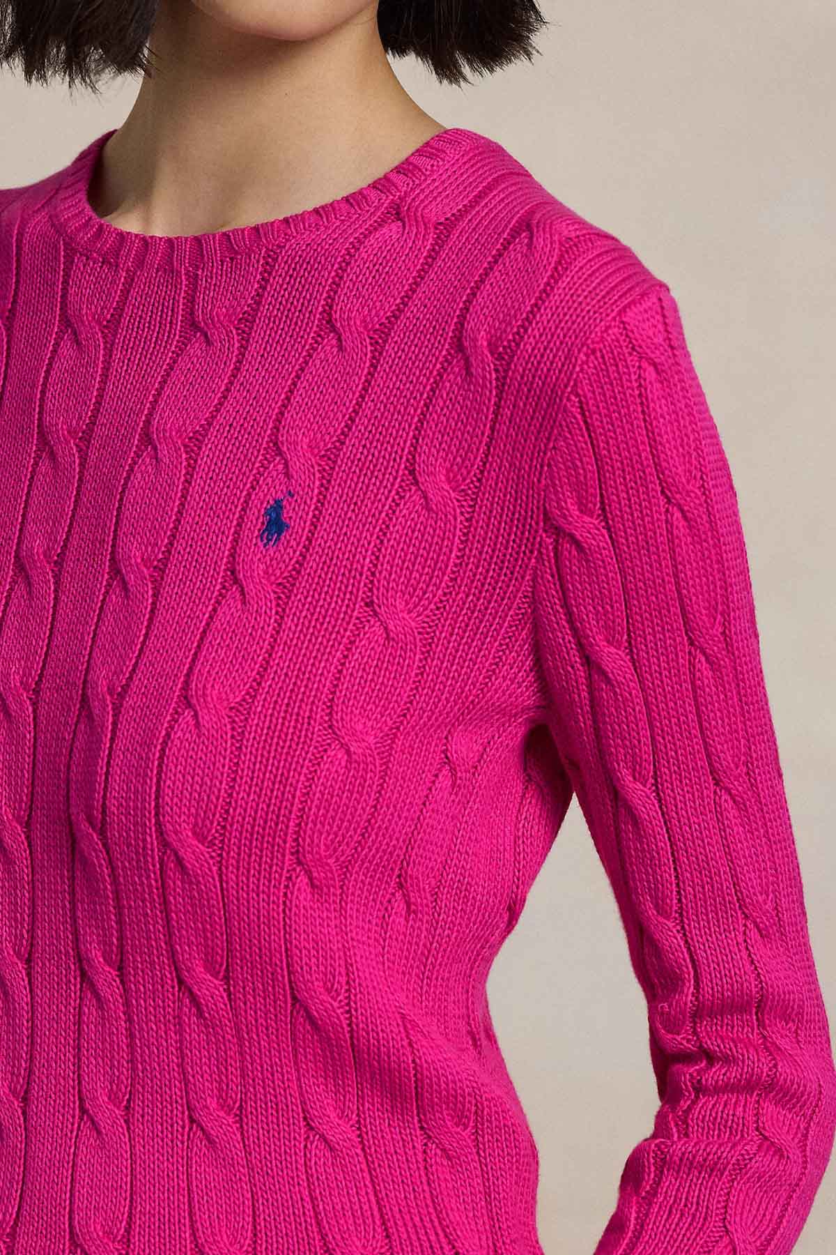Polo Ralph Lauren Pima Cotton Slim Fit Yuvarlak Yaka Saç Örgü Triko-Triko-Libas