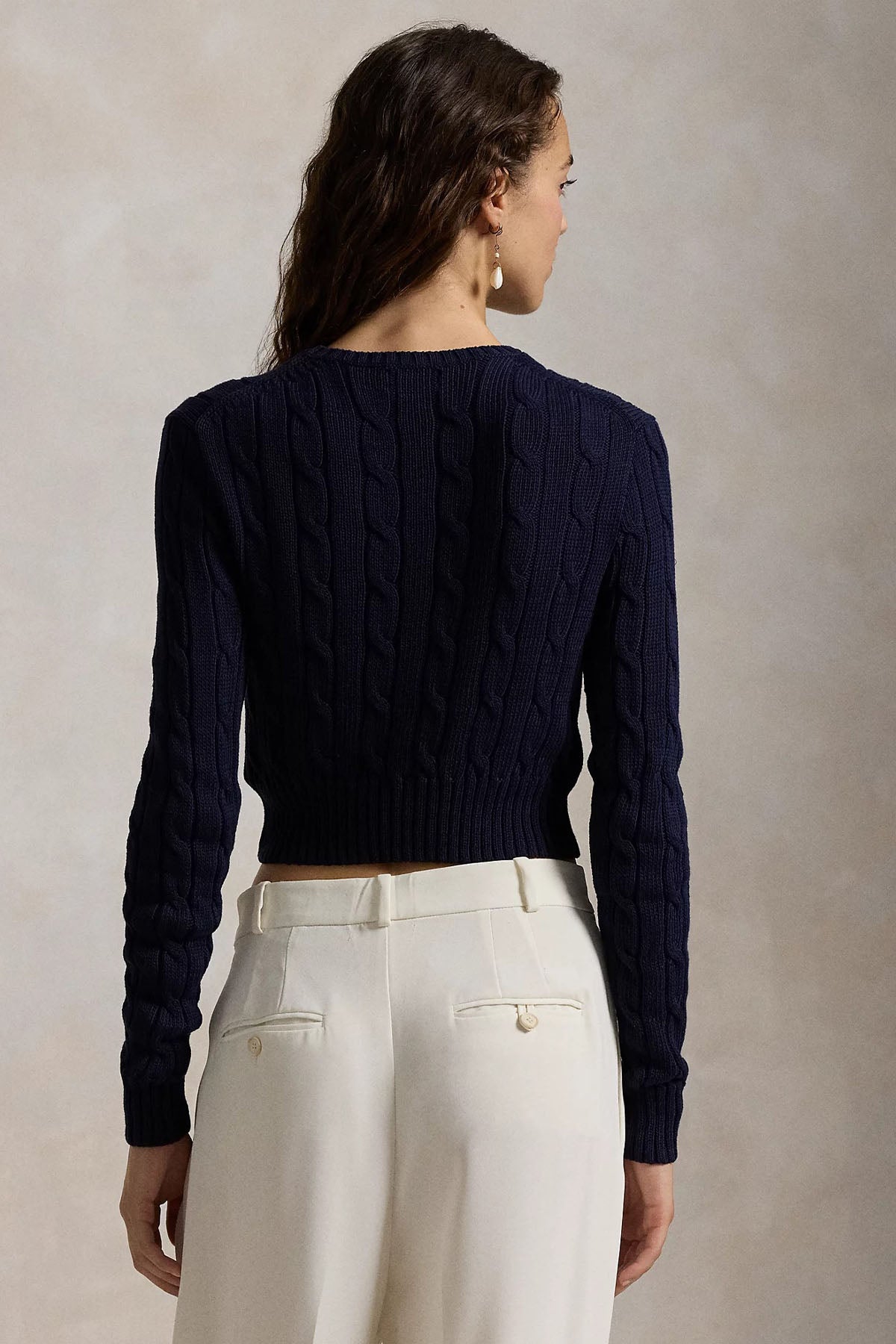 Polo Ralph Lauren Slim Fit Yuvarlak Yaka Crop Saç Örgü Triko-Triko-Libas