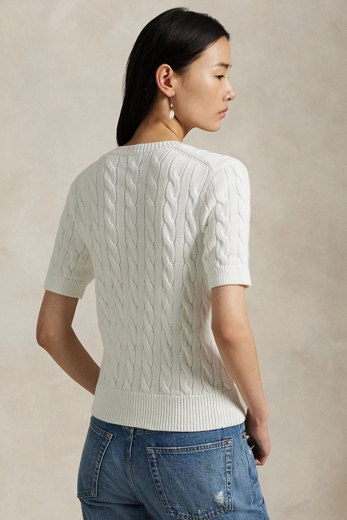 Polo Ralph Lauren Yuvarlak Yaka Saç Örgü Triko Ceket