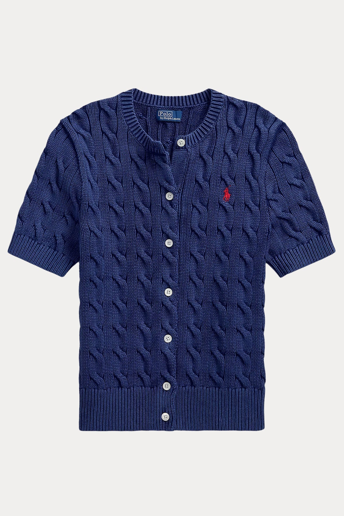 Polo Ralph Lauren Yuvarlak Yaka Saç Örgü Triko Ceket