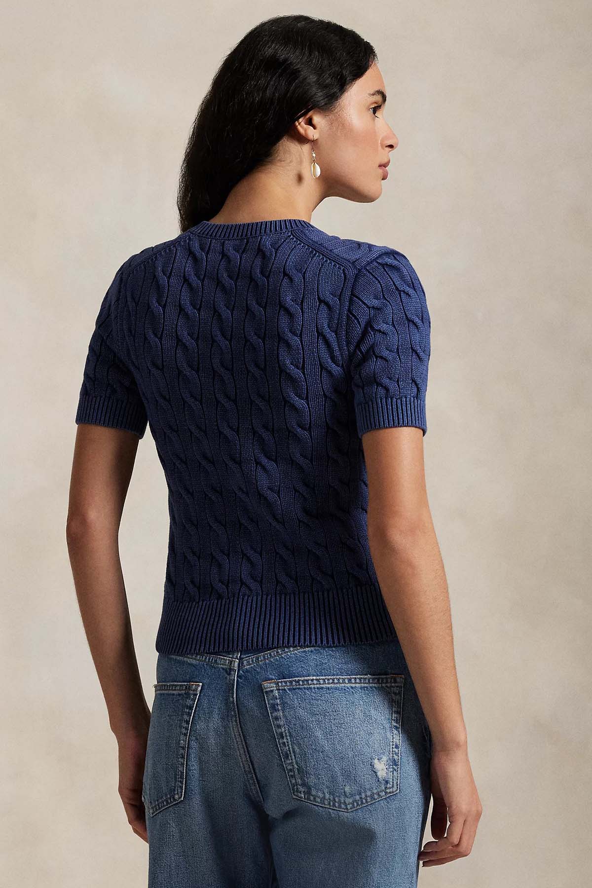 Polo Ralph Lauren Yuvarlak Yaka Saç Örgü Triko Ceket