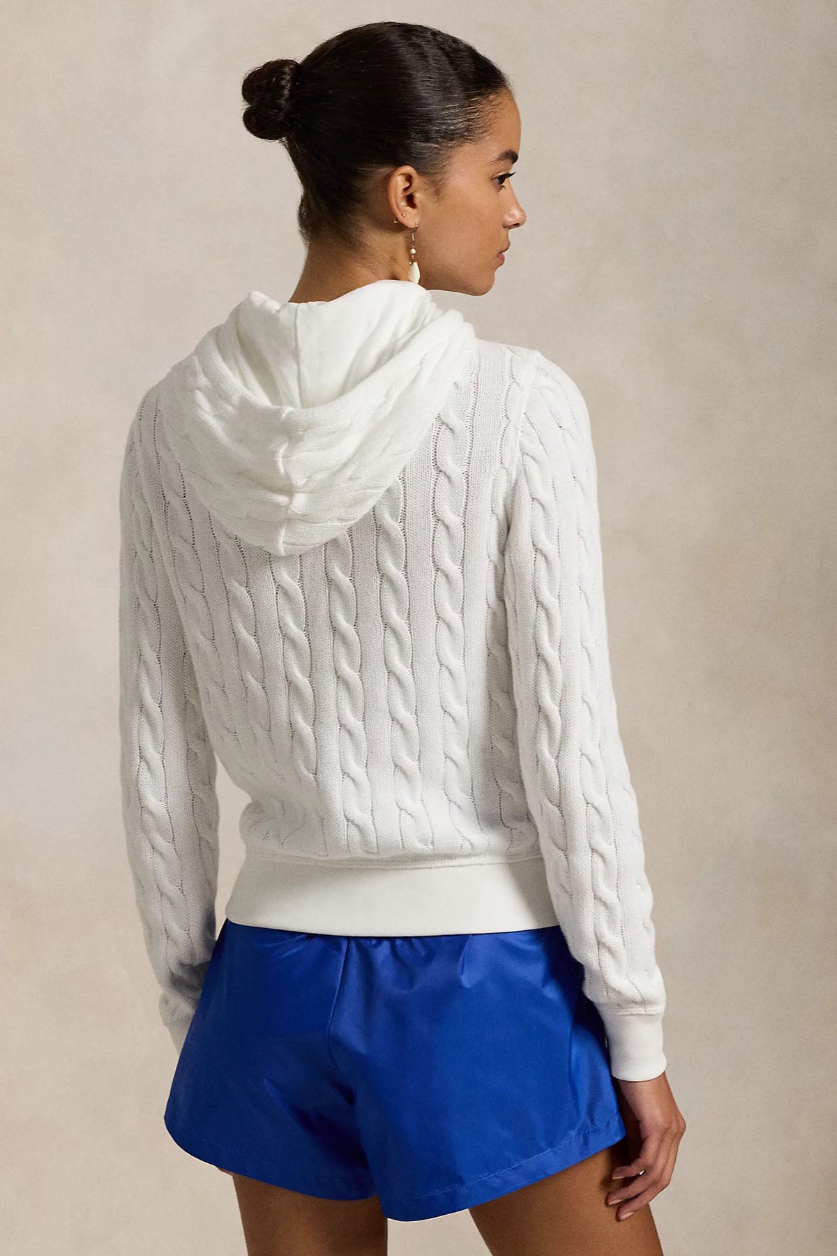 Polo Ralph Lauren Kapüşonlu Saç Örgü Triko Ceket