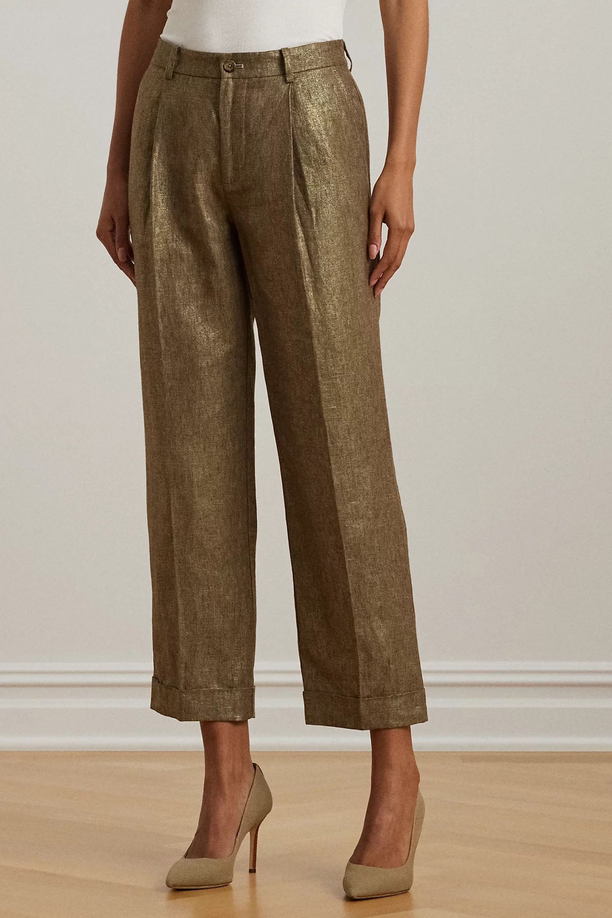 Polo Ralph Lauren Straight Fit Tek Pileli Duble Paça Keten Pantolon