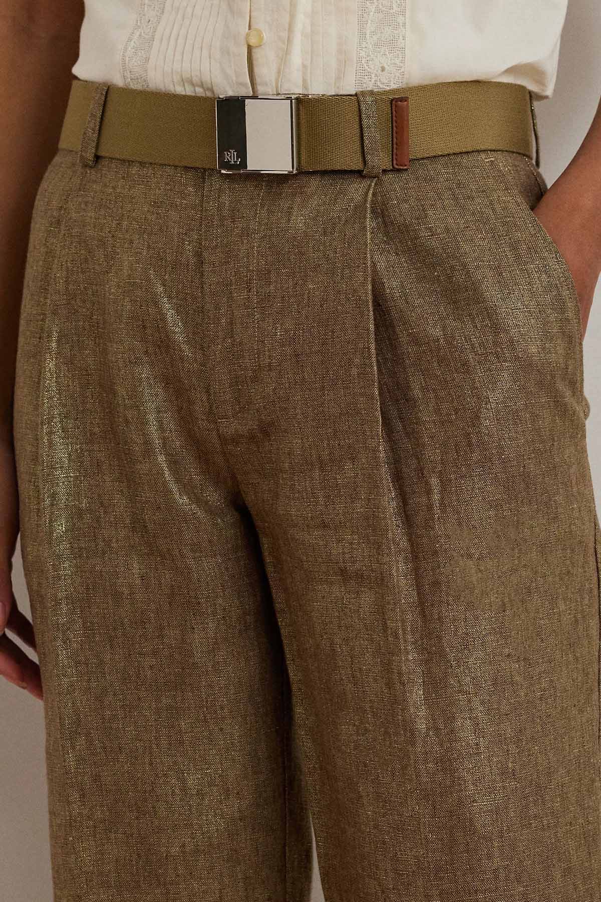 Polo Ralph Lauren Straight Fit Tek Pileli Duble Paça Keten Pantolon