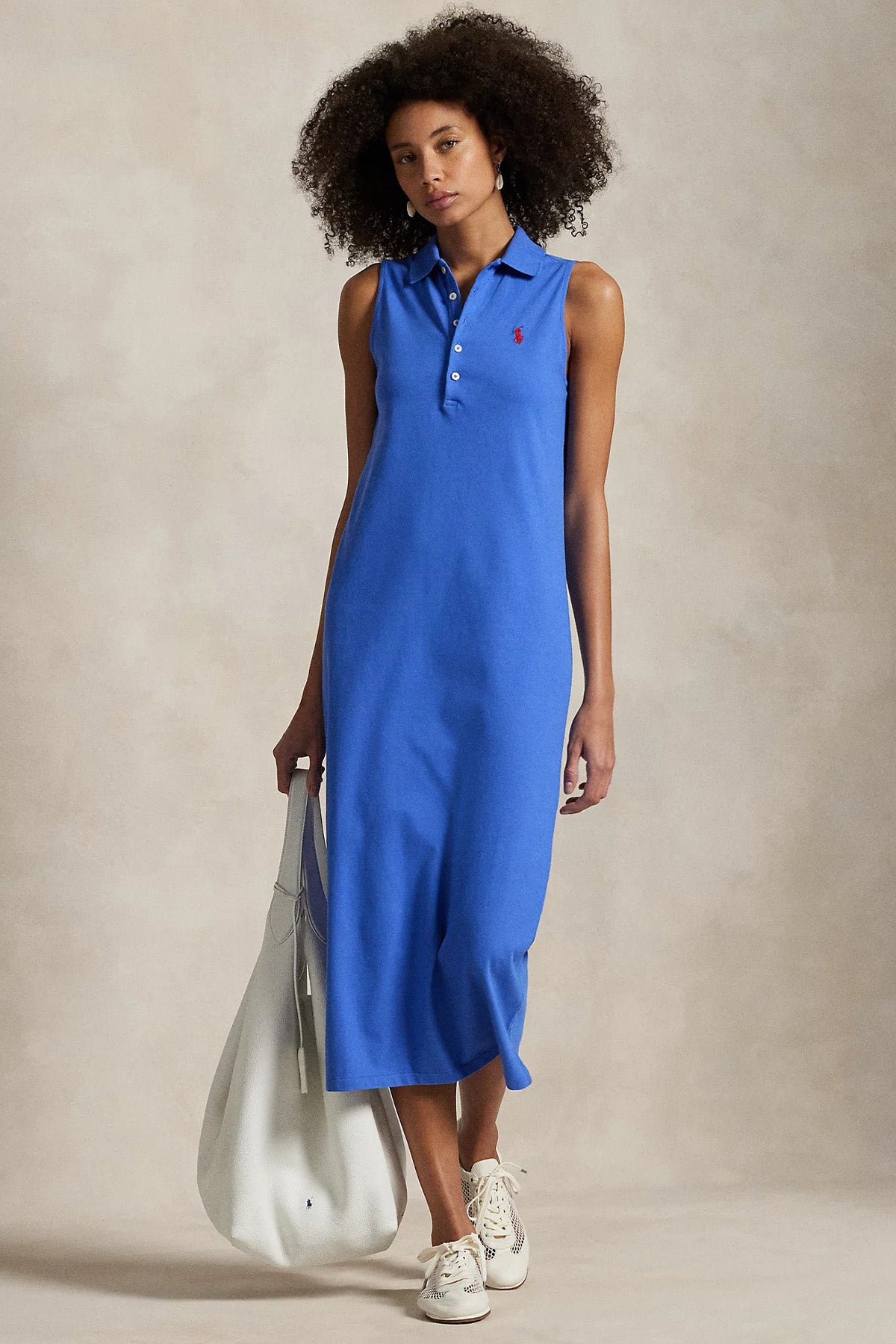 Polo Ralph Lauren Relaxed Fit Polo Yaka Streç Midi T-shirt Elbise