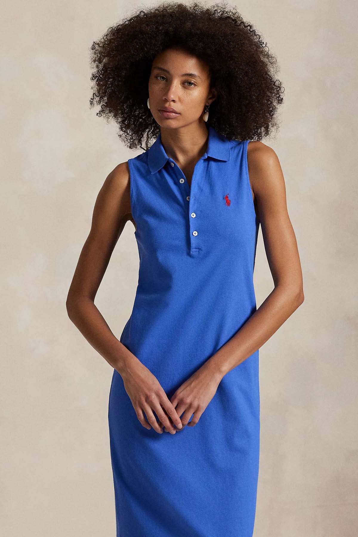 Polo Ralph Lauren Relaxed Fit Polo Yaka Streç Midi T-shirt Elbise