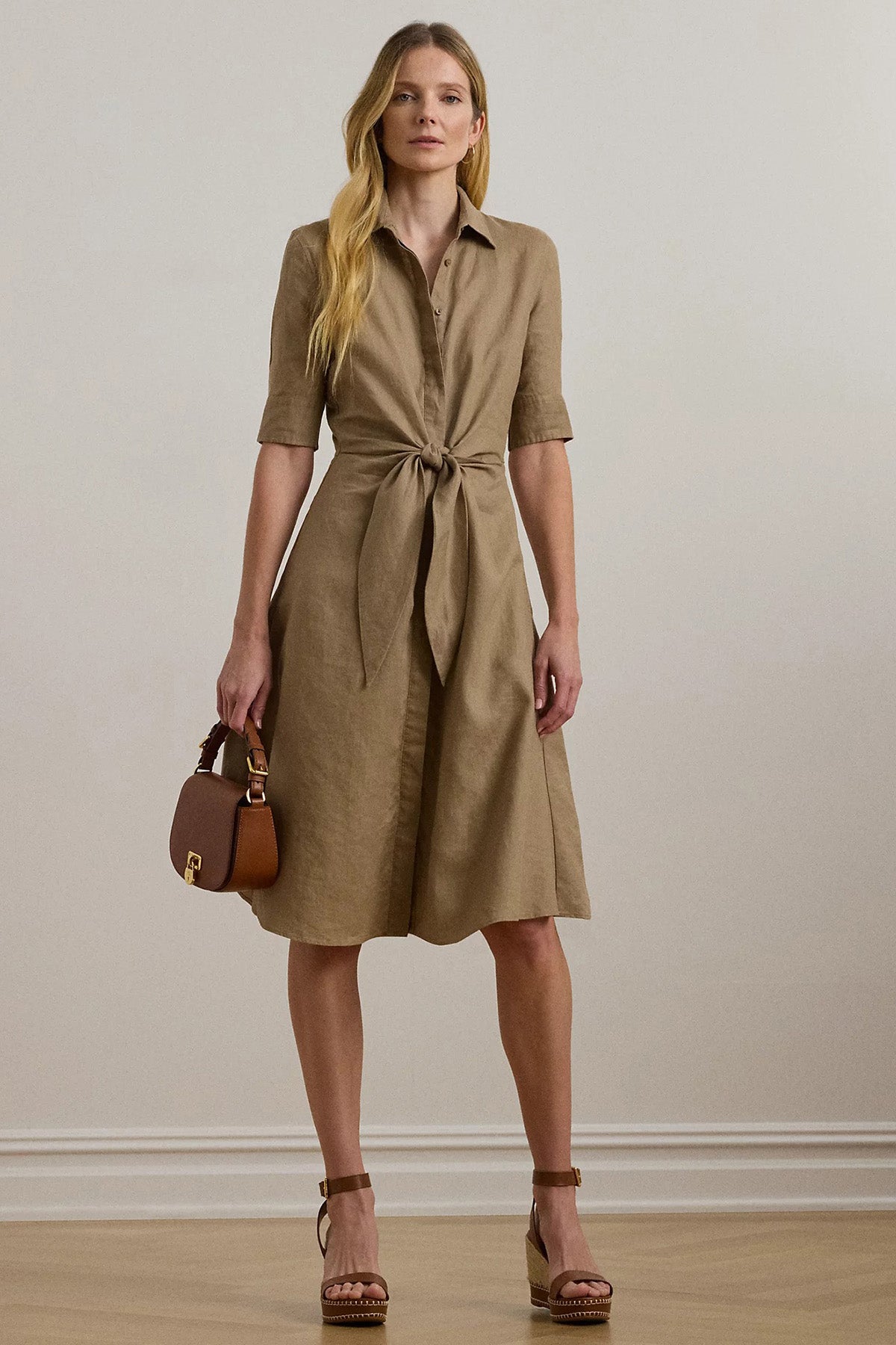 Polo Ralph Lauren Regular Fit Kuşaklı Midi Gömlek Elbise