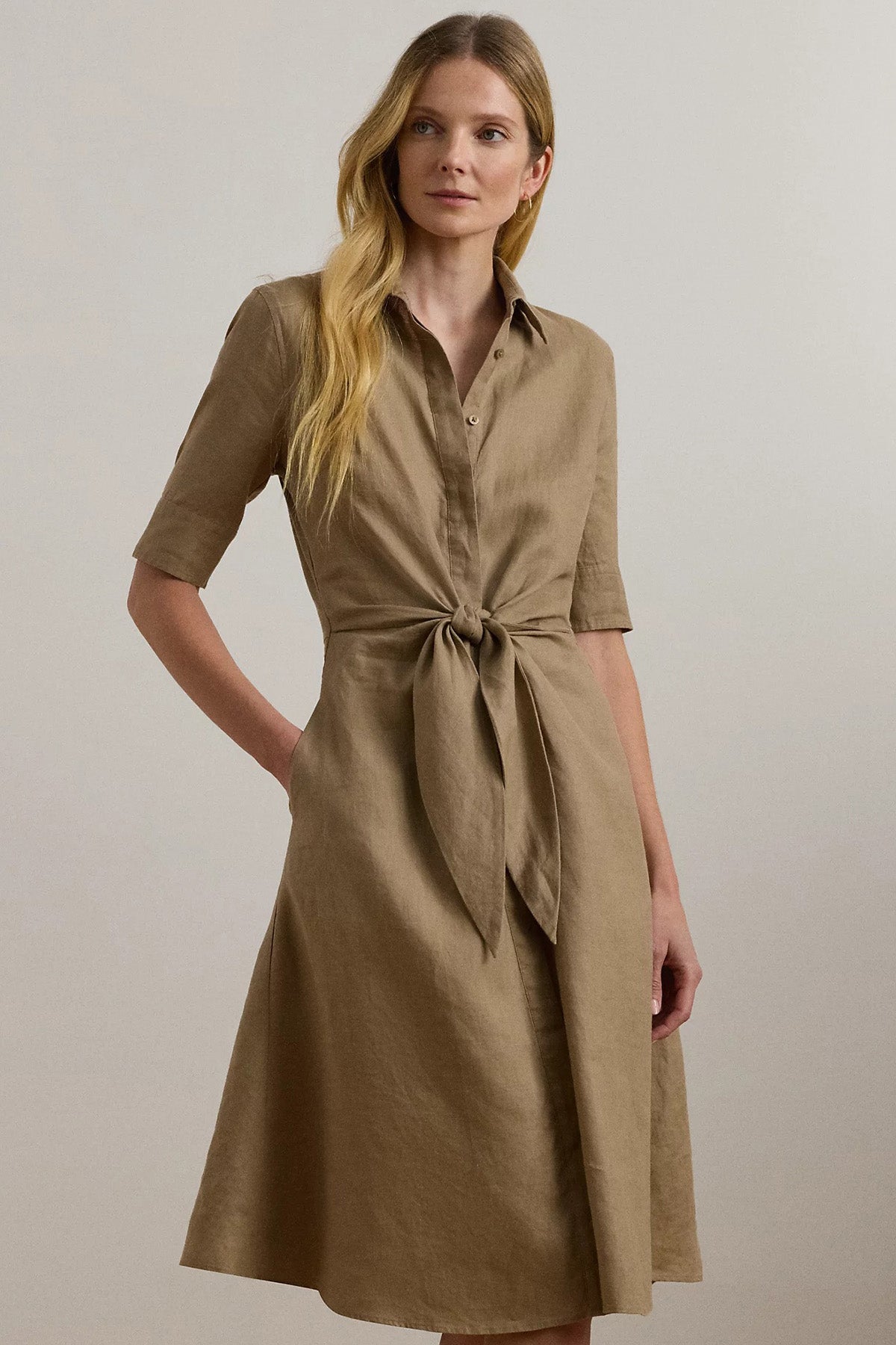 Polo Ralph Lauren Regular Fit Kuşaklı Midi Gömlek Elbise