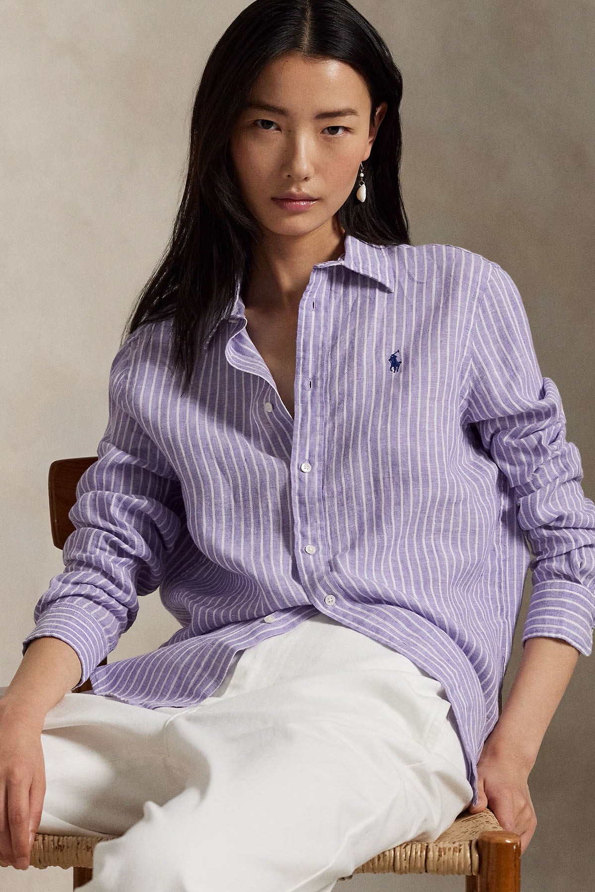 Polo Ralph Lauren Classic Fit Çizgili Keten Gömlek