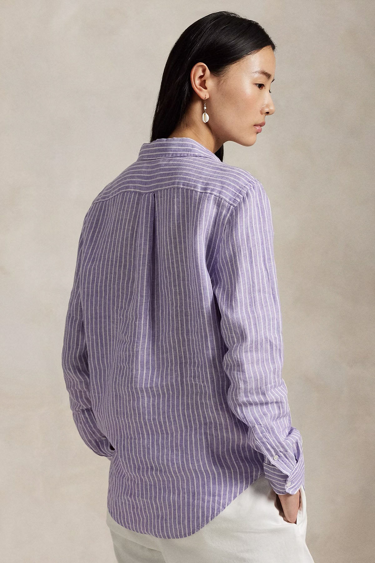 Polo Ralph Lauren Classic Fit Çizgili Keten Gömlek-Gömlek-Libas