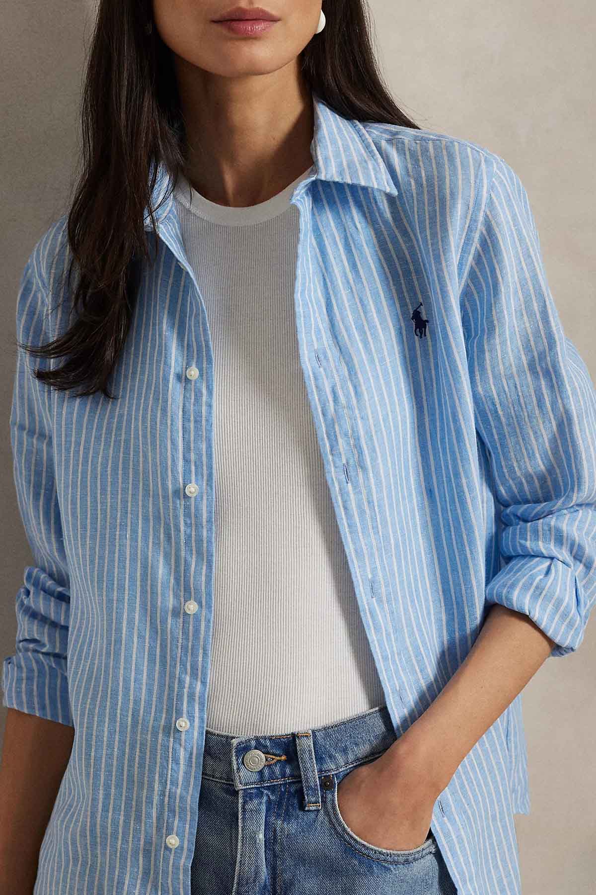 Polo Ralph Lauren Classic Fit Çizgili Keten Gömlek