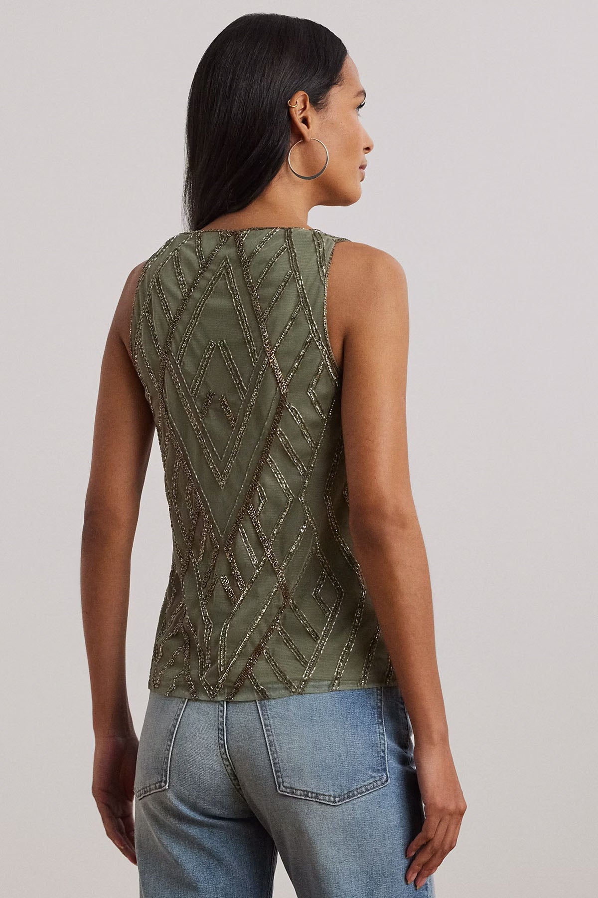 Polo Ralph Lauren Parlak Taş Aksesuarlı V Yaka Bluz