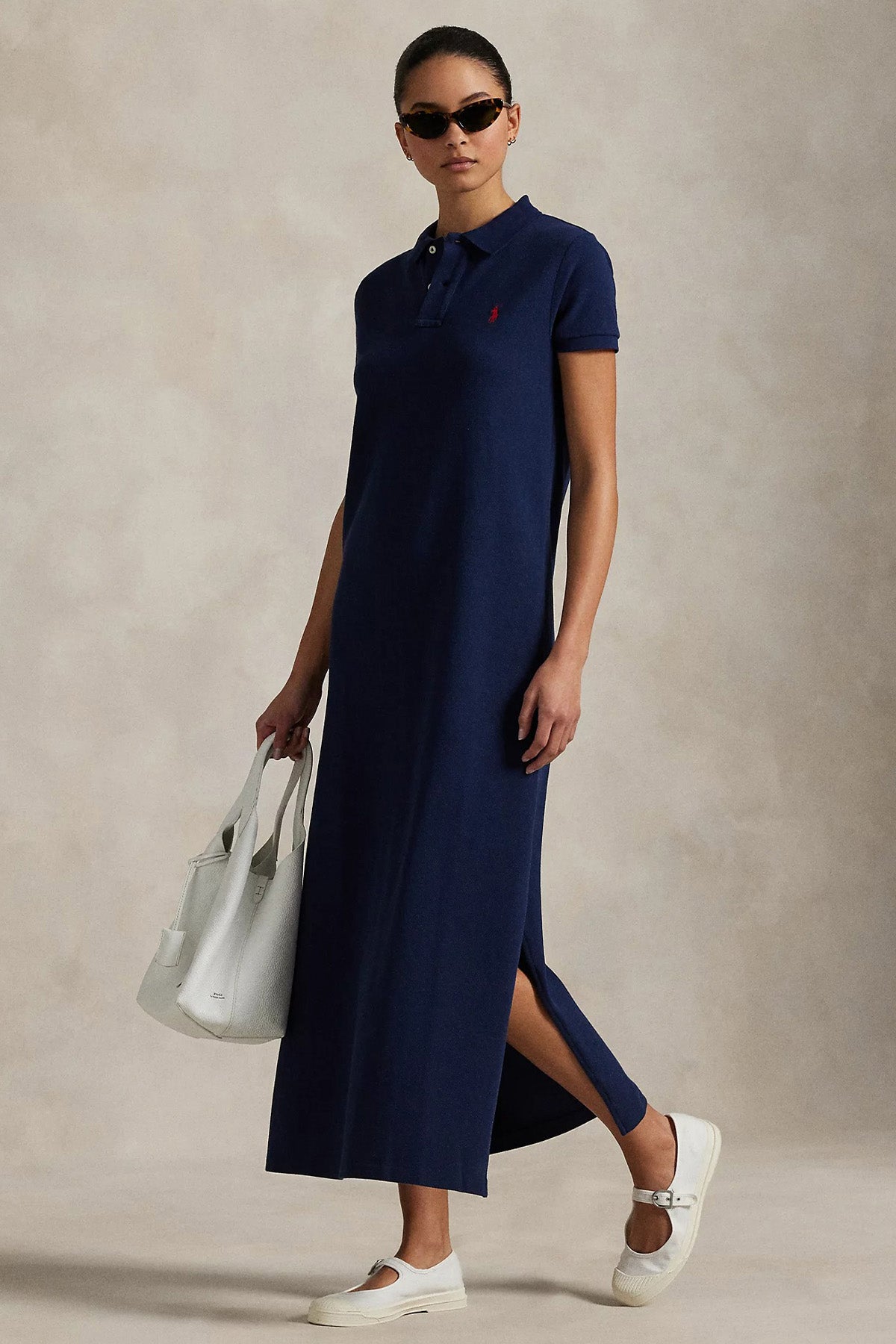 Polo Ralph Lauren Relaxed Fit Polo Yaka Maxi T-shirt Elbise