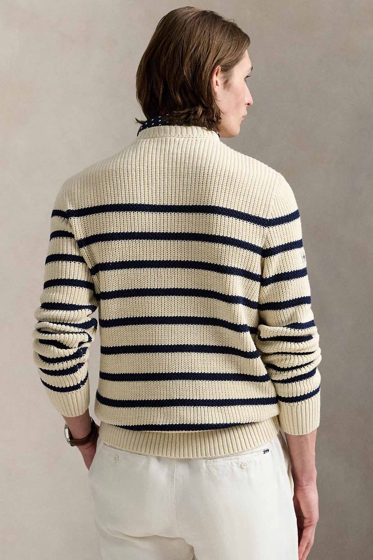 Polo Ralph Lauren Relaxed Fit Çizgili Örgü Keten Triko