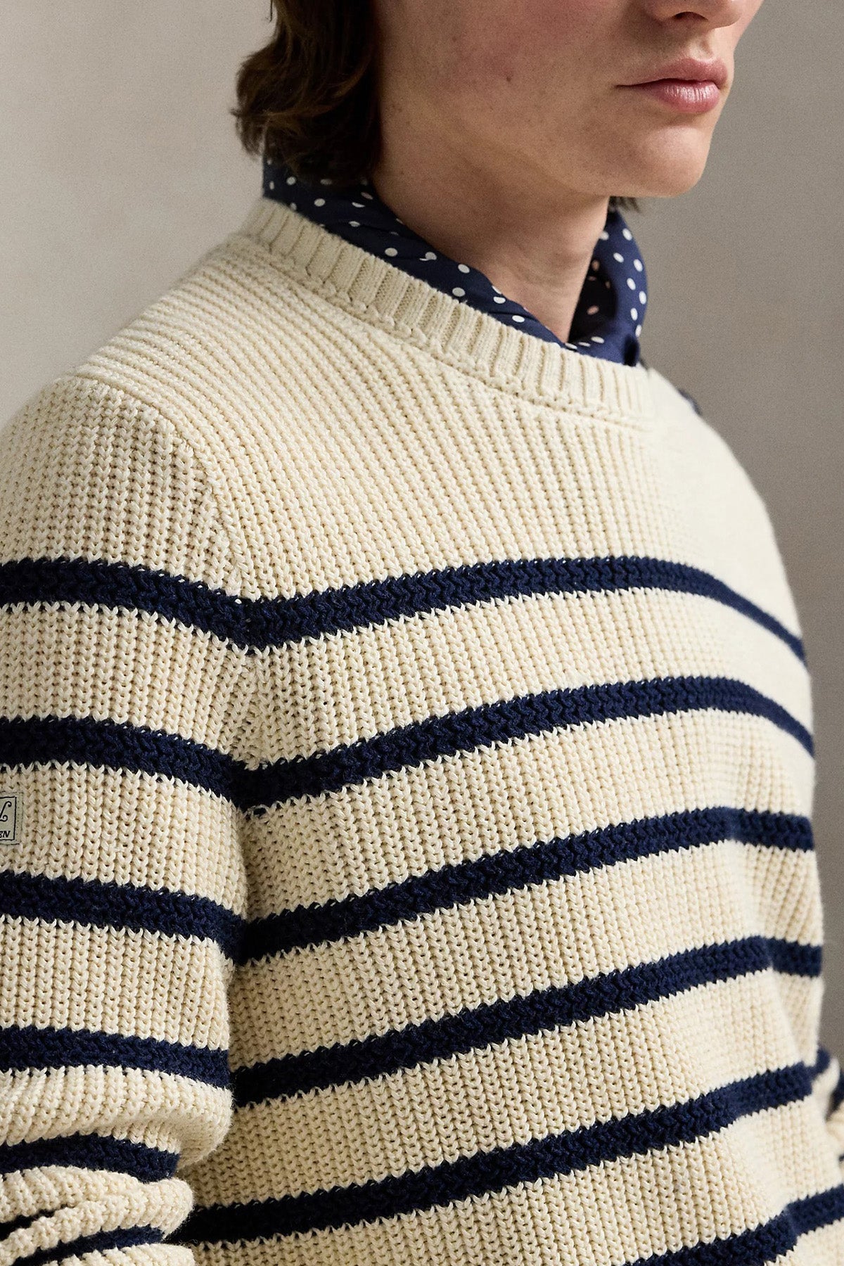 Polo Ralph Lauren Relaxed Fit Çizgili Örgü Keten Triko