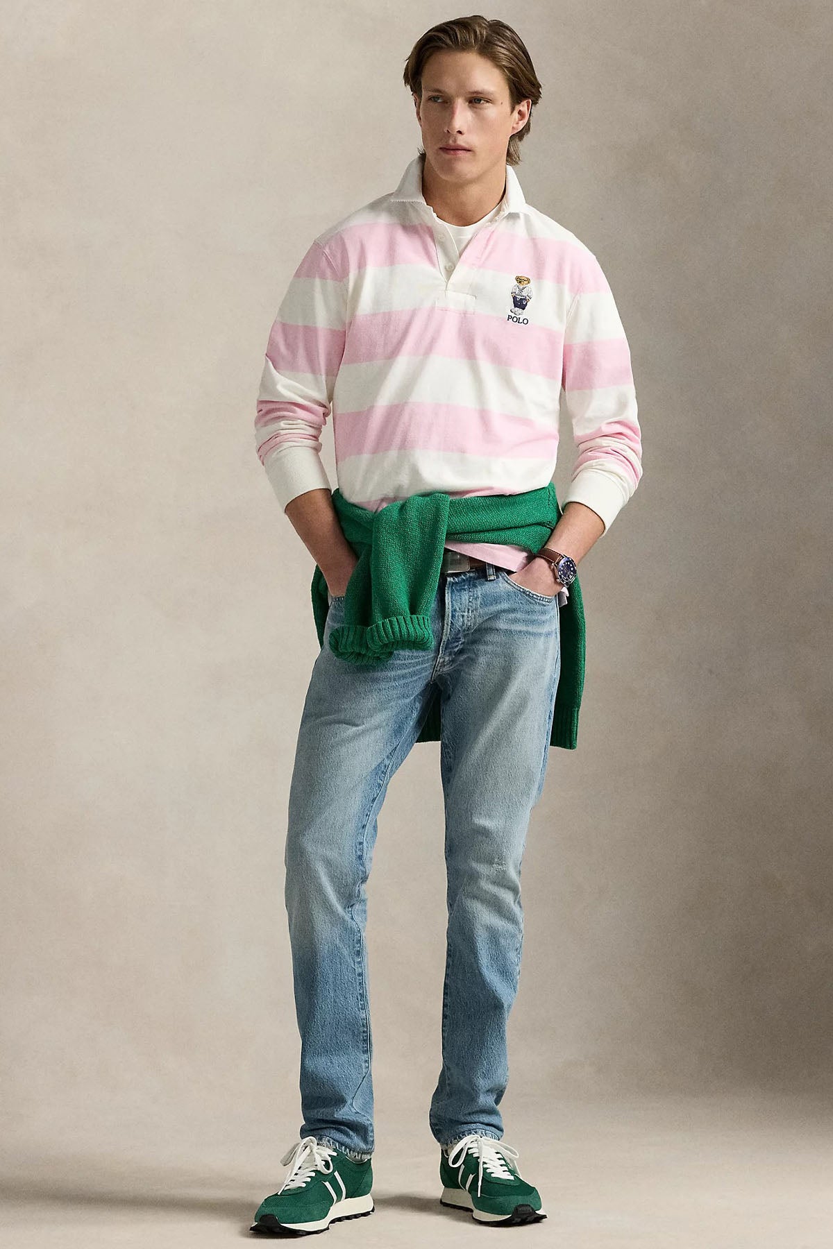 Polo Ralph Lauren Classic Fit Renk Bloklu Polo Yaka Polo Bear Sweatshirt