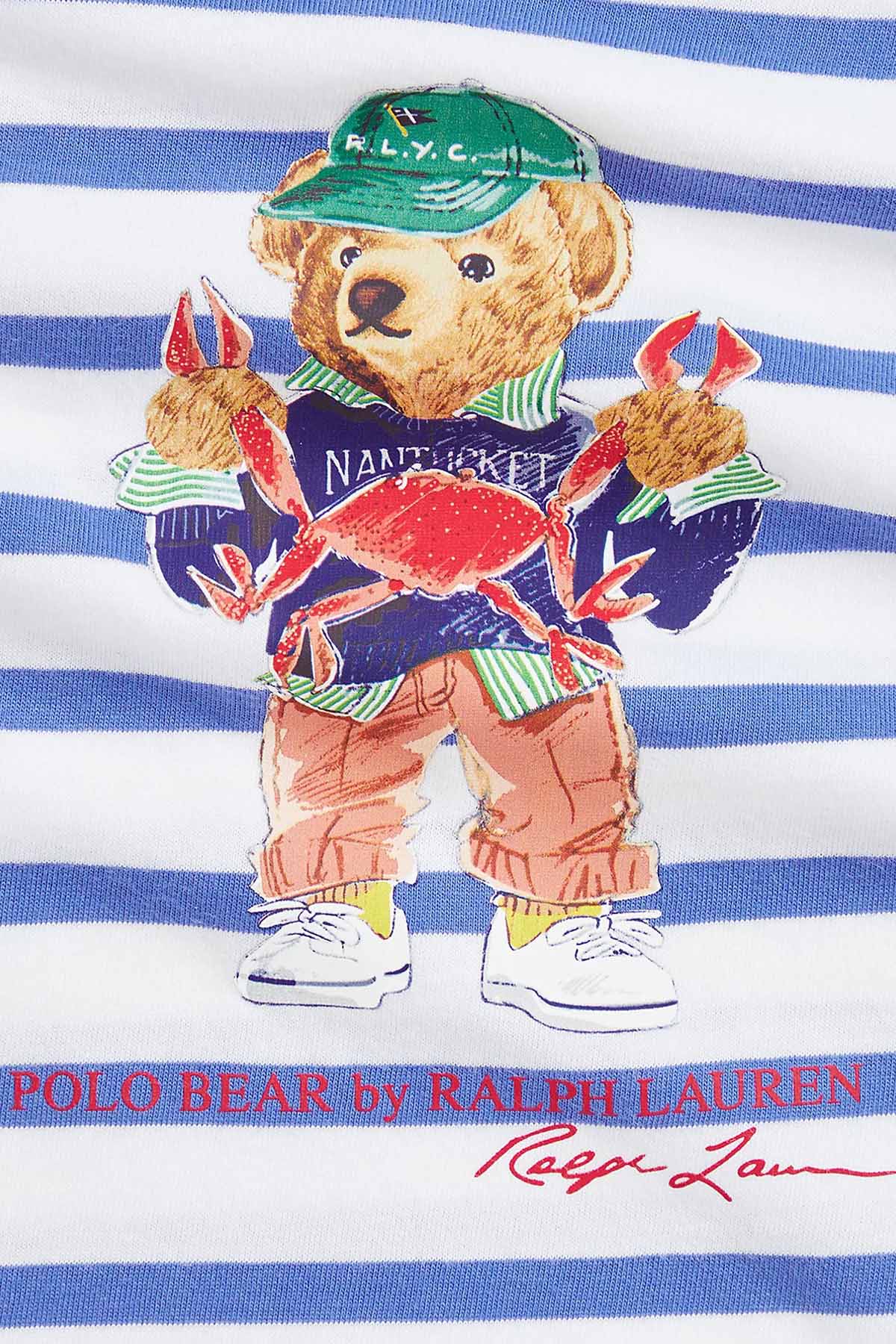 Polo Ralph Lauren Kids 6-18 Aylık Unisex Bebek Çizgili Polo Bear T-shirt