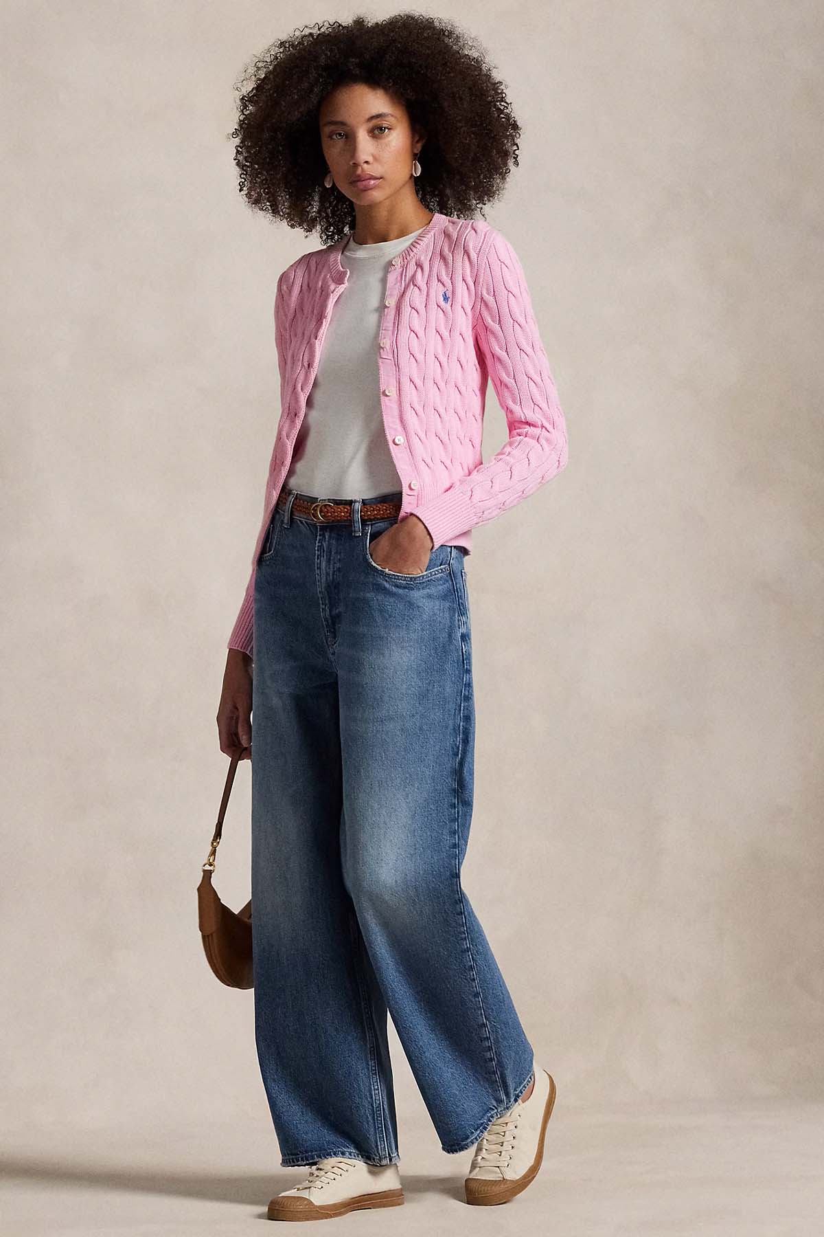 Polo Ralph Lauren Yuvarlak Yaka Saç Örgü Triko Ceket