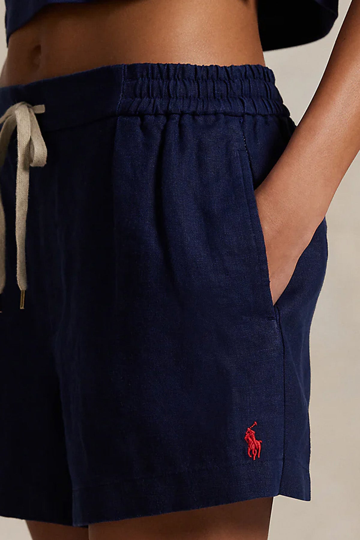 Polo Ralph Lauren Straight Fit Beli Lastikli Keten Şort