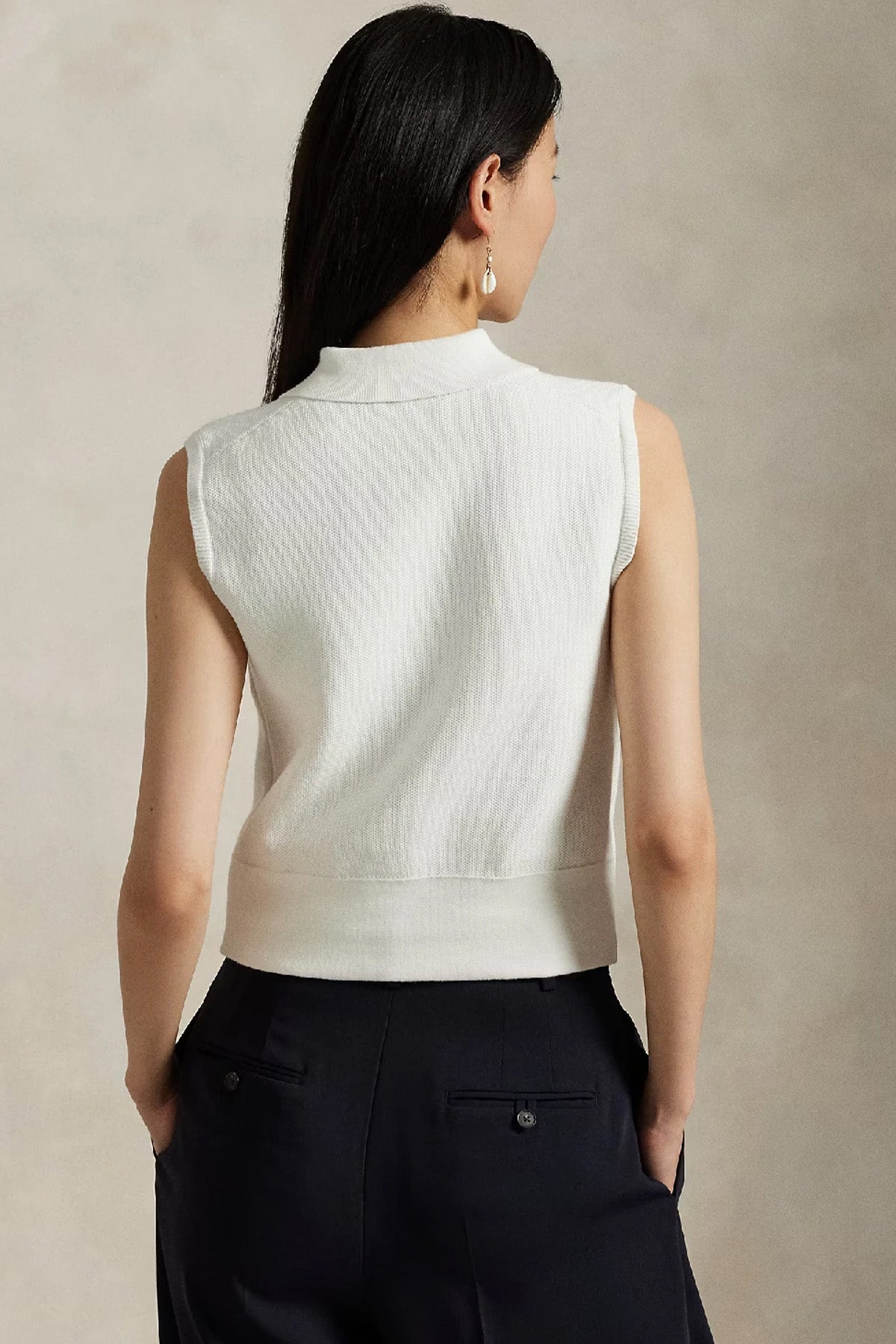 Polo Ralph Lauren Polo Yaka İnce Örgü Crop Triko