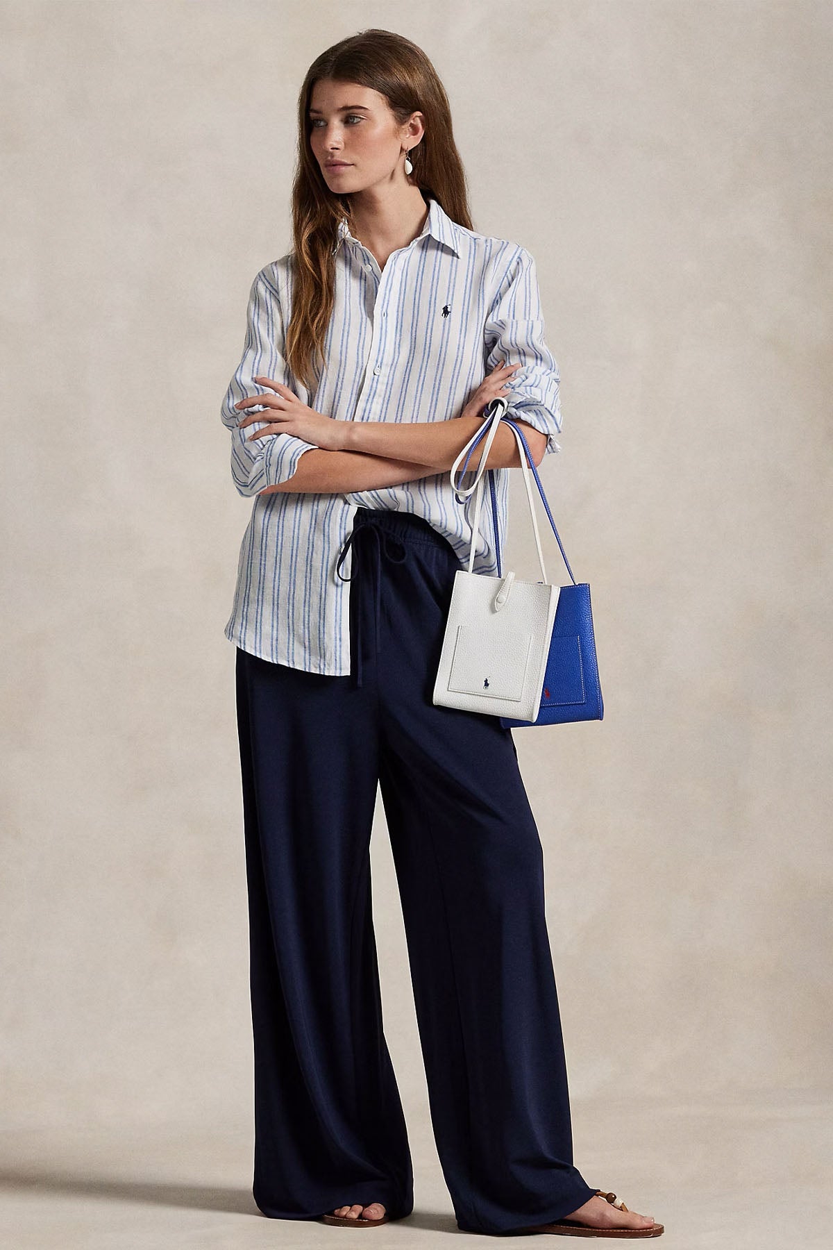 Polo Ralph Lauren Classic Fit Çizgili Keten Gömlek