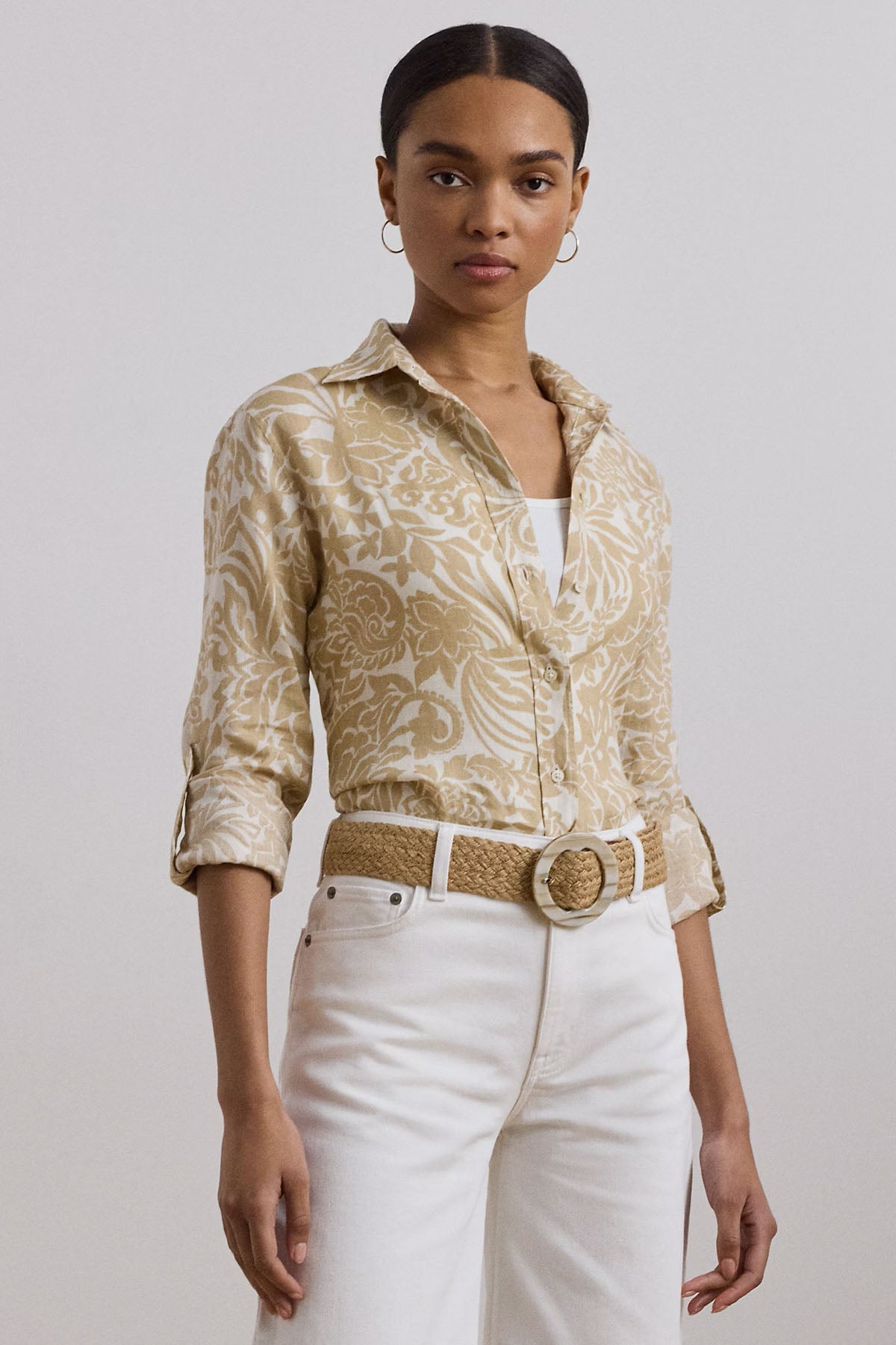 Polo Ralph Lauren Relaxed Fit Desenli Keten Gömlek