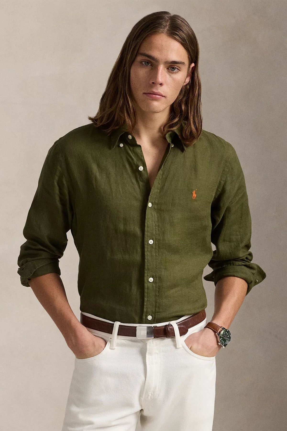 Polo Ralph Lauren Custom Fit Keten Gömlek