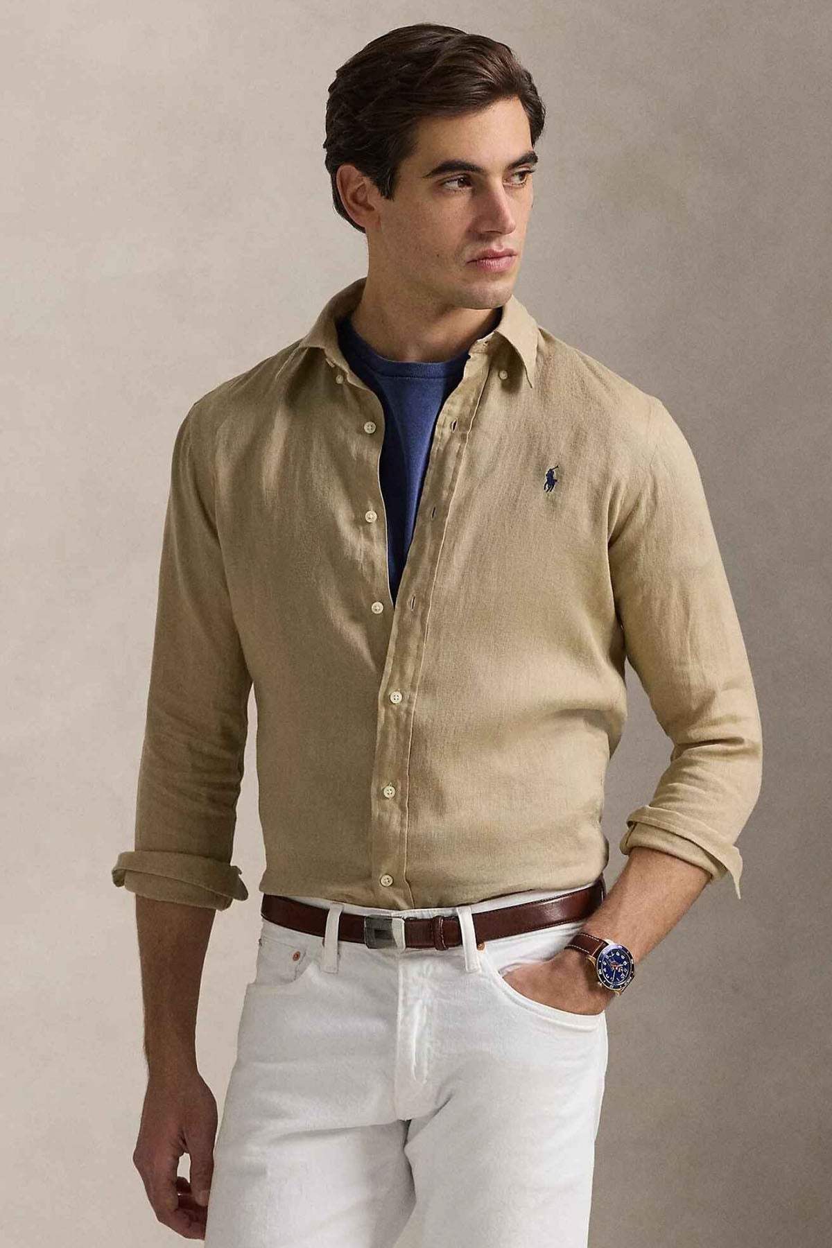 Polo Ralph Lauren Custom Fit Keten Gömlek