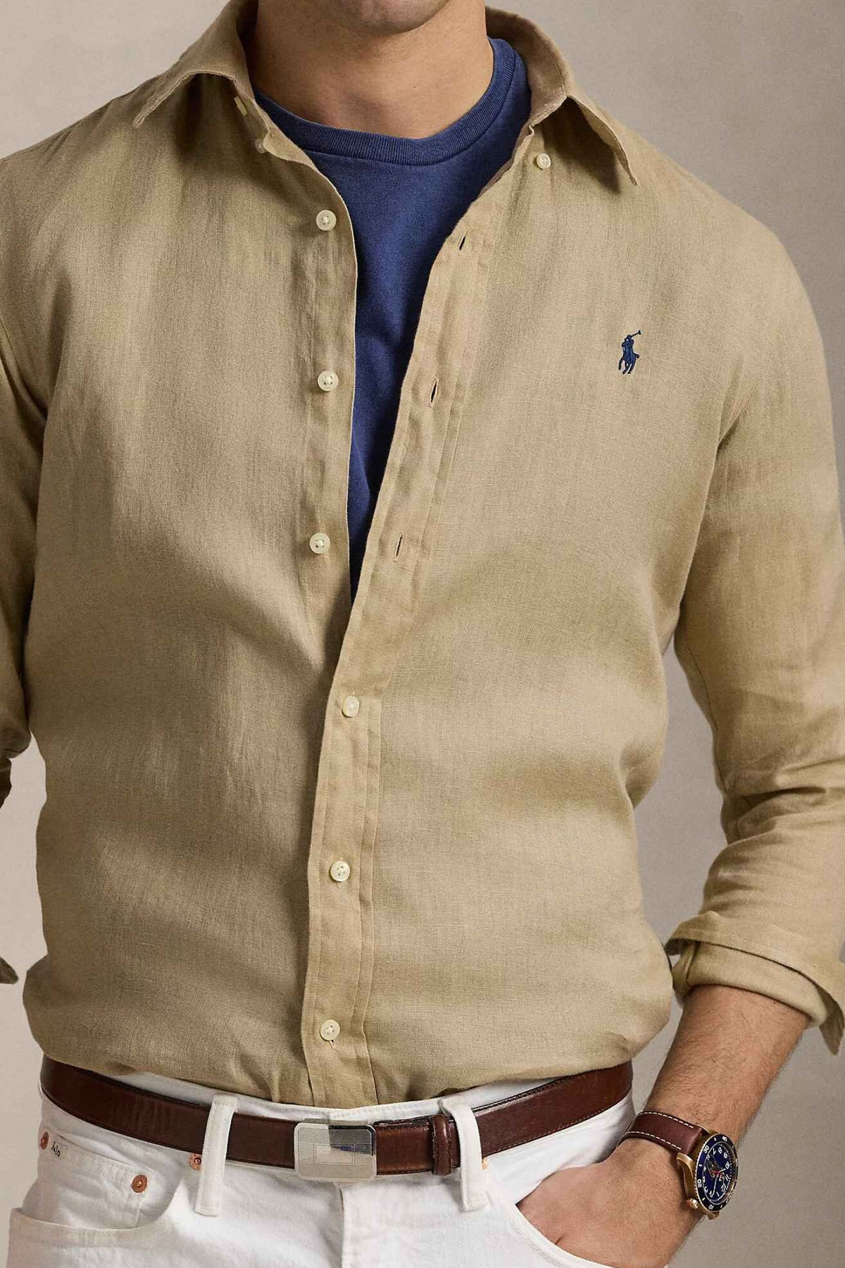 Polo Ralph Lauren Custom Fit Keten Gömlek