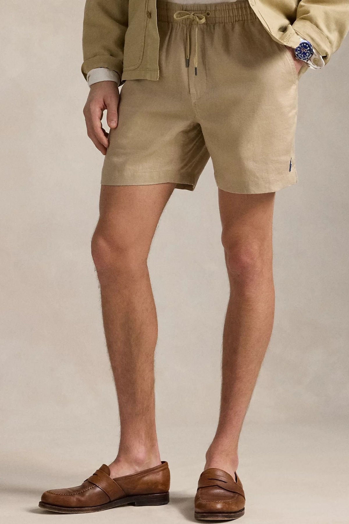 Polo Ralph Lauren Beli Lastikli Classic Fit Keten Şort-Şort-Libas