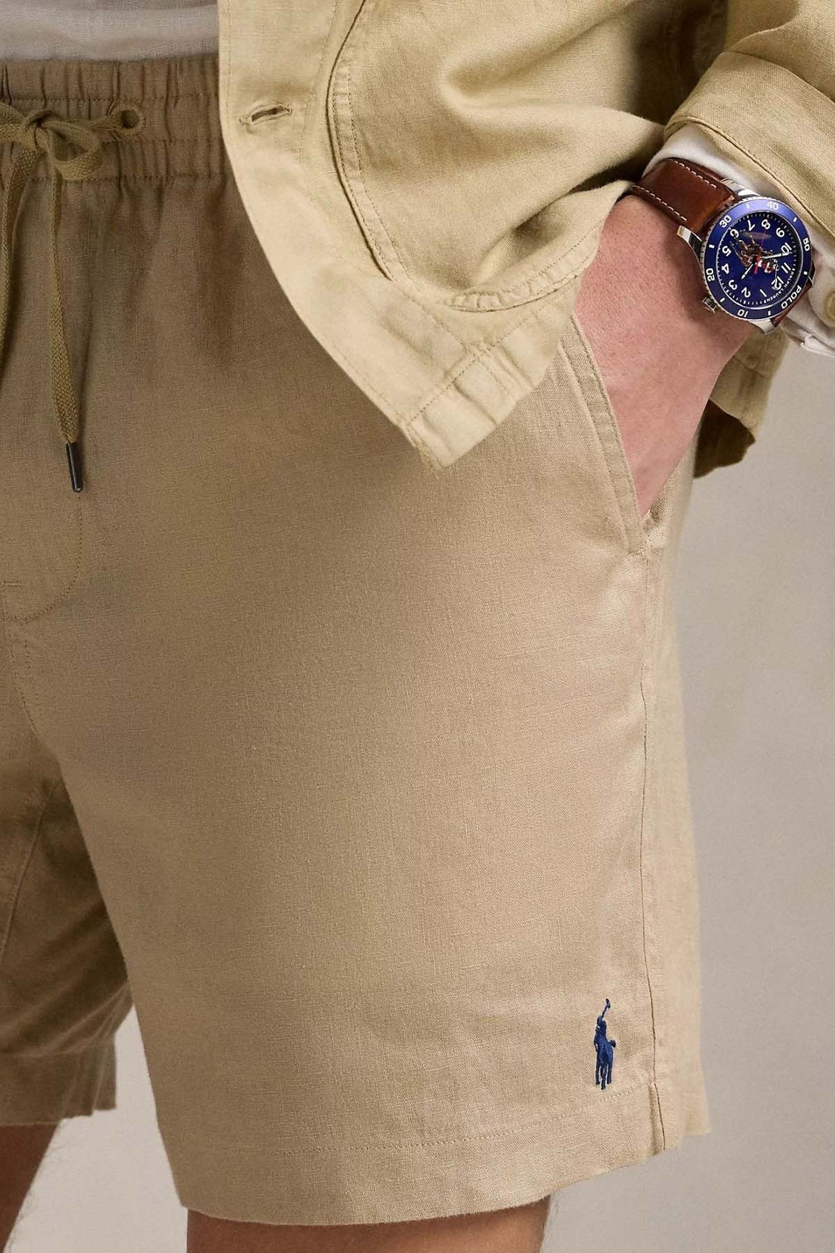 Polo Ralph Lauren Beli Lastikli Classic Fit Keten Şort-Şort-Libas