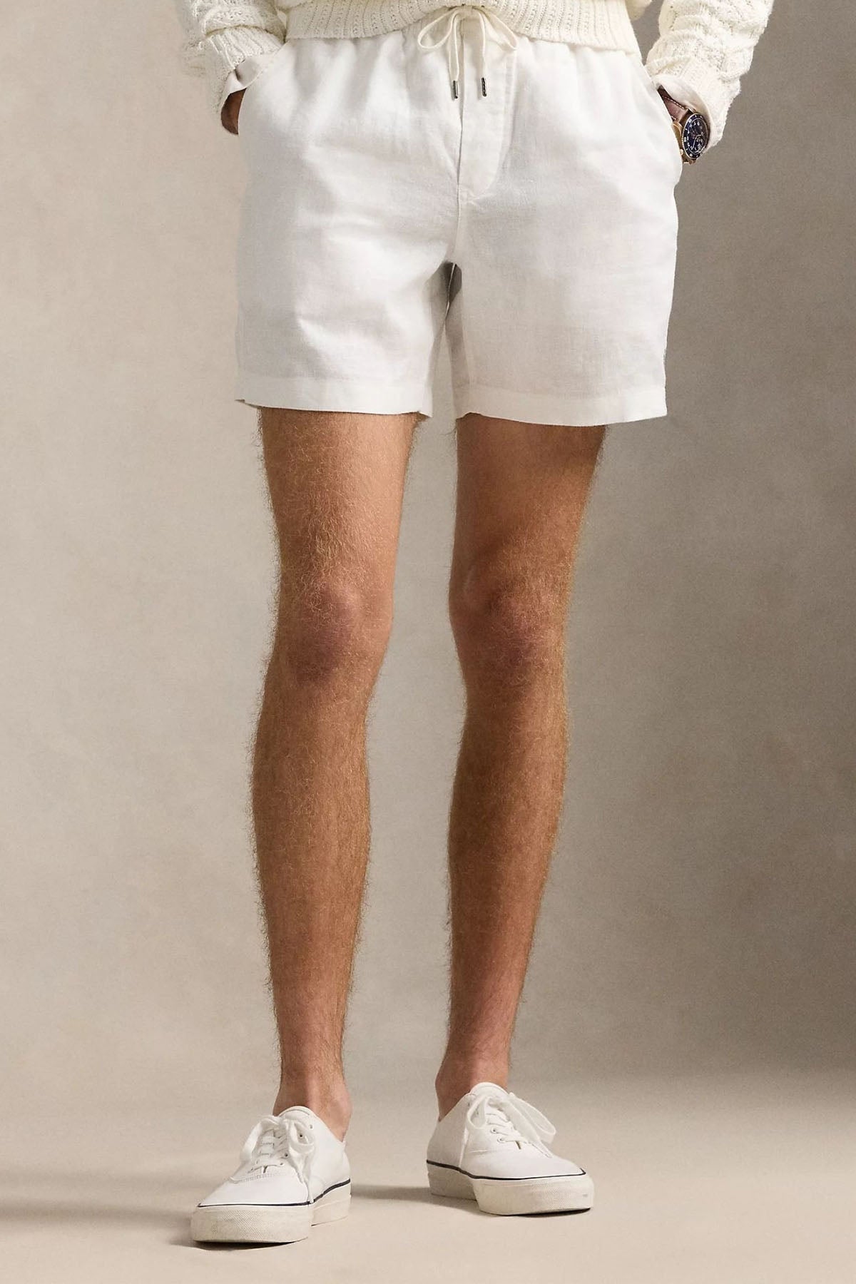 Polo Ralph Lauren Beli Lastikli Classic Fit Keten Şort-Şort-Libas