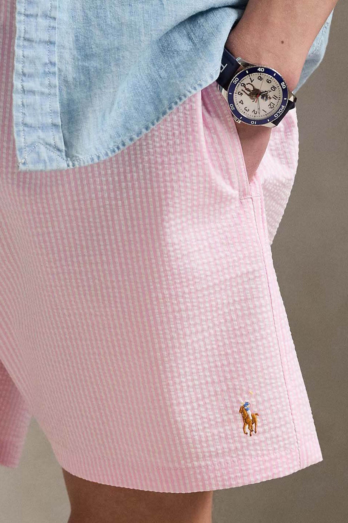 Polo Ralph Lauren Relaxed Fit Beli Lastikli Çizgili Streç Şort Mayo