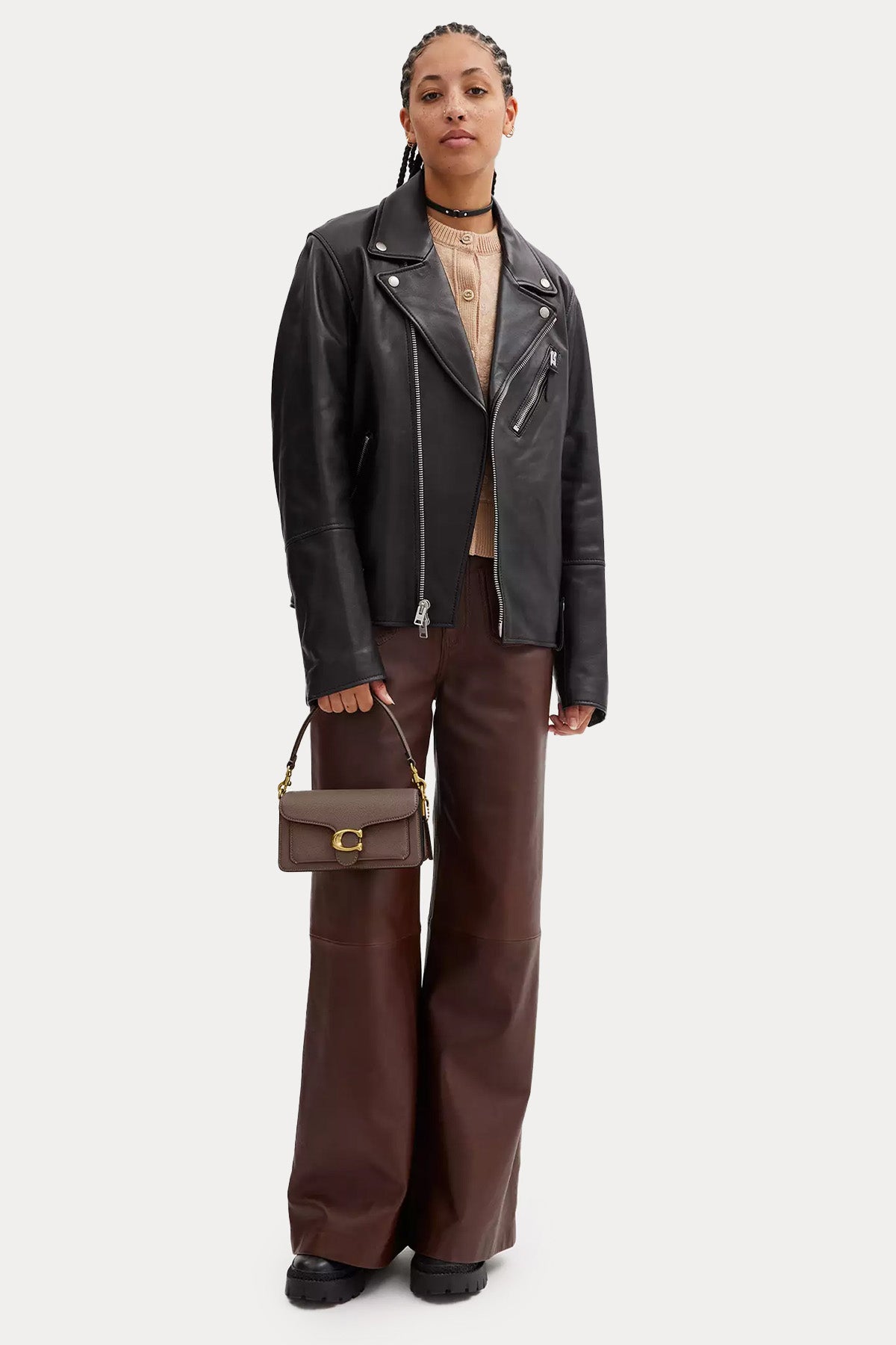 Coach Logolu Deri Omuz Çantası