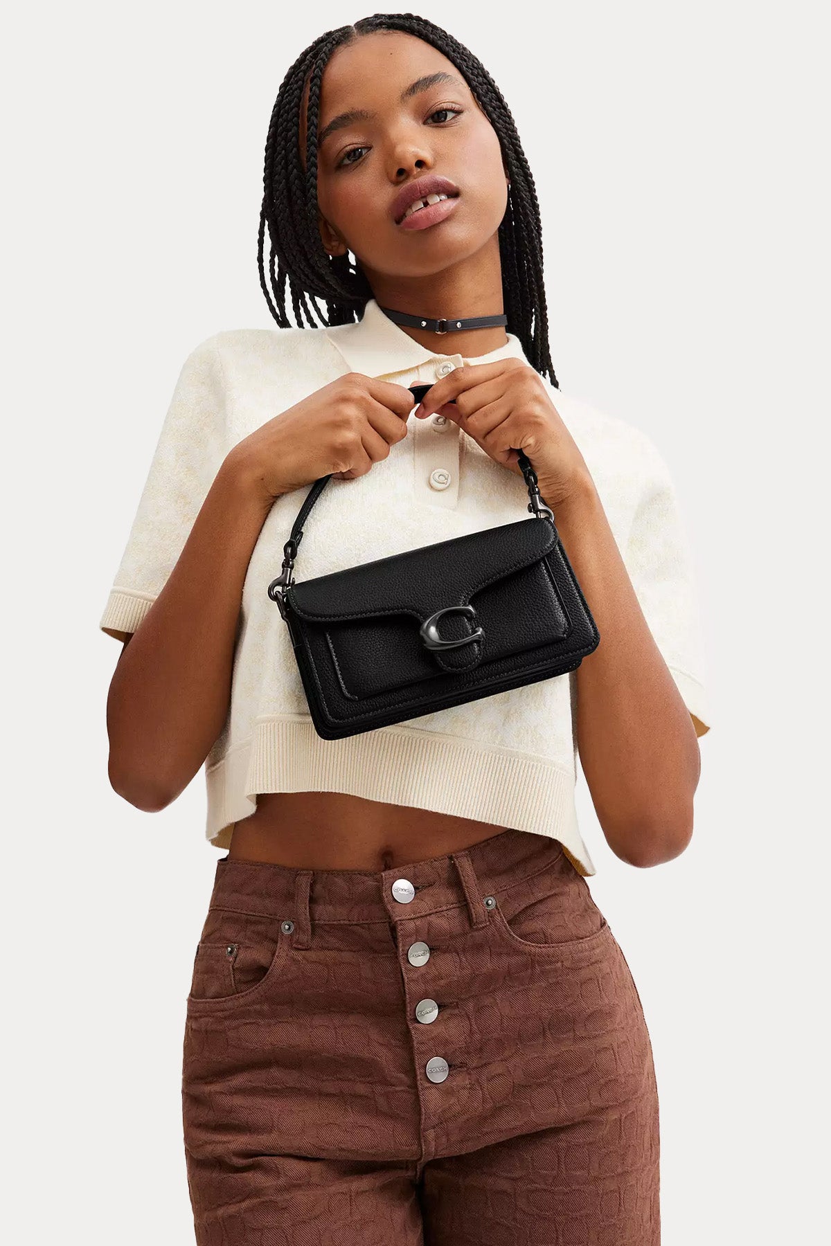 Coach Logolu Deri Omuz Çantası