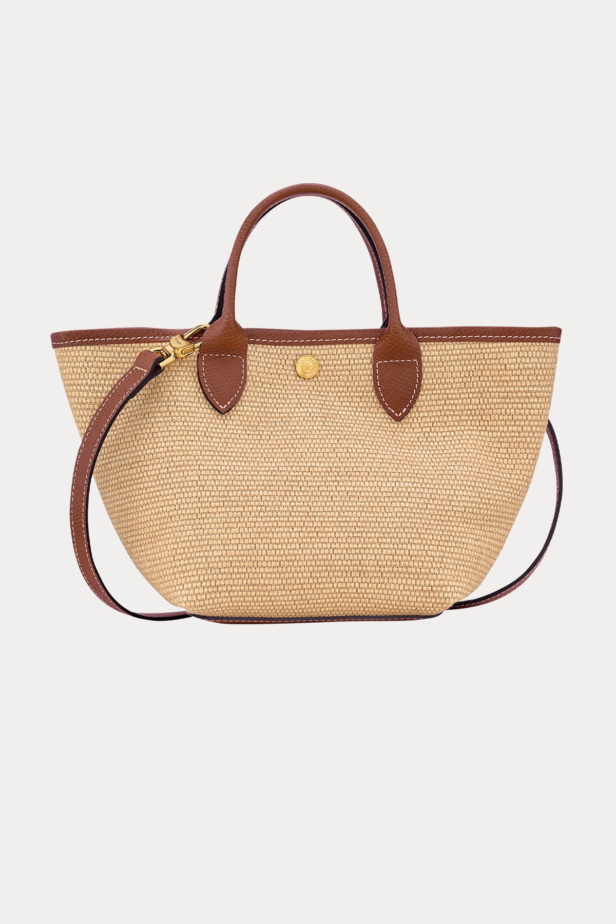 Longchamp Deri Detaylı Hasır Örgü Small Omuz Çantası