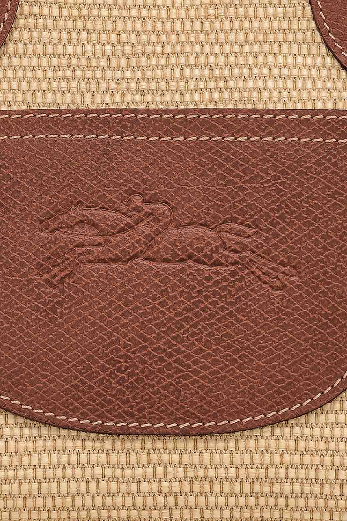 Longchamp Deri Detaylı Hasır Örgü Small Omuz Çantası