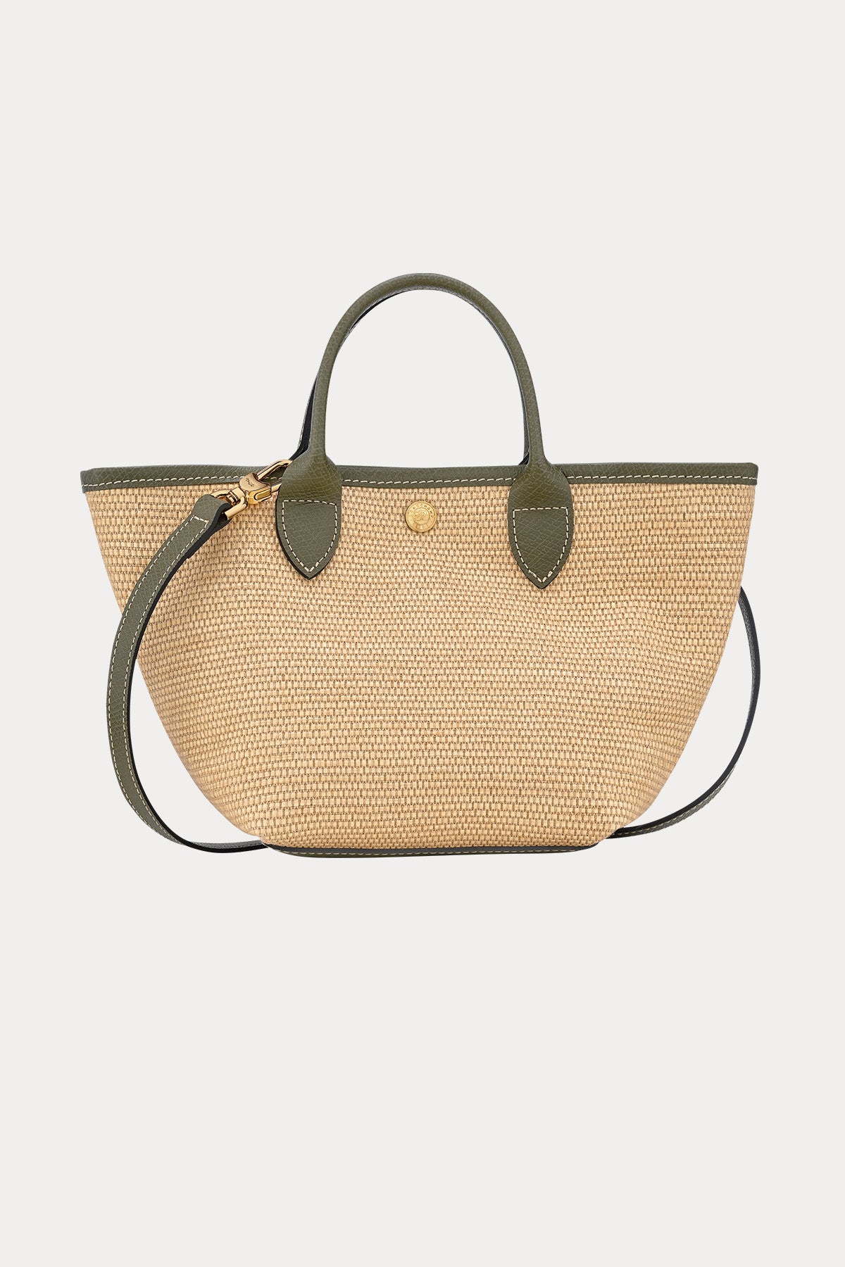 Longchamp Deri Detaylı Hasır Örgü Small Omuz Çantası