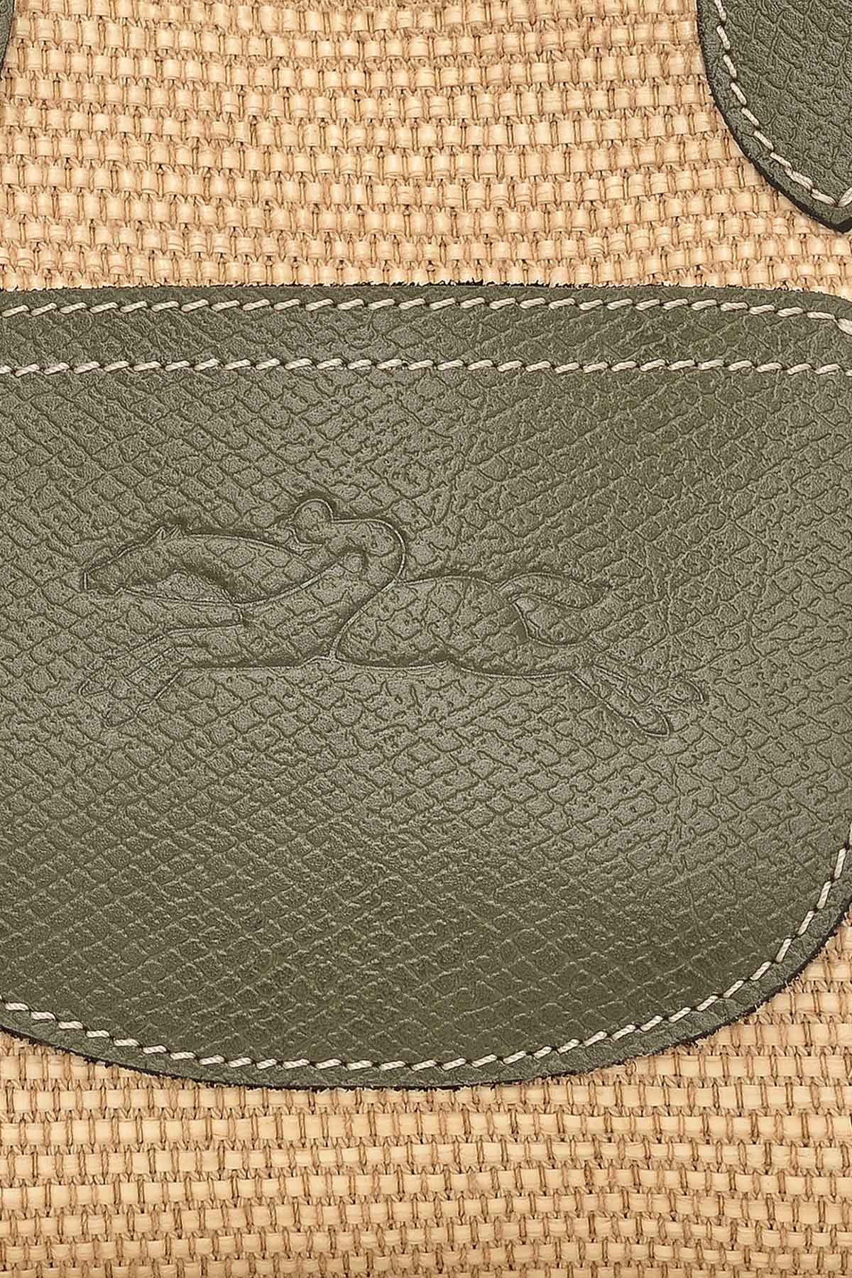 Longchamp Deri Detaylı Hasır Örgü Small Omuz Çantası