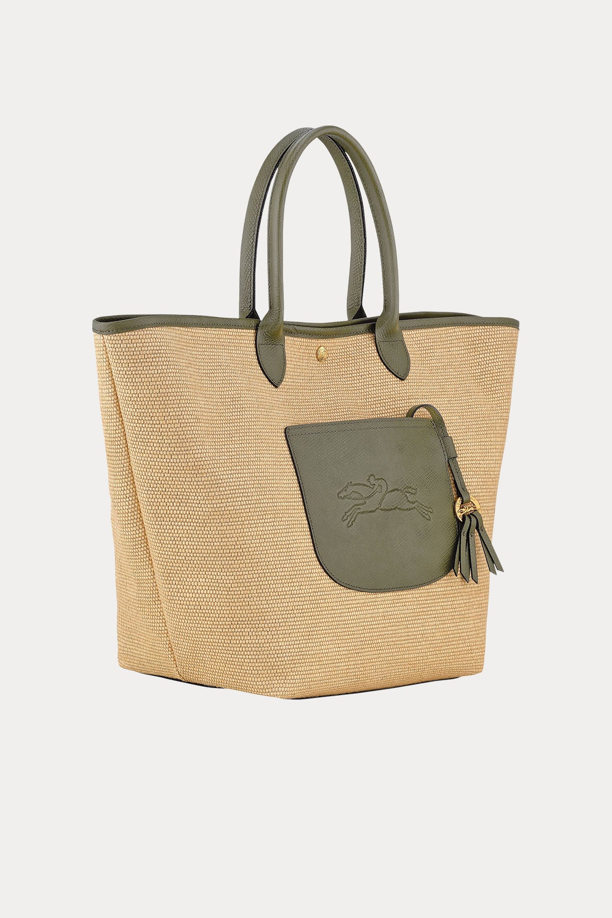 Longchamp Deri Detaylı Hasır Örgü Shopping Bag Çanta