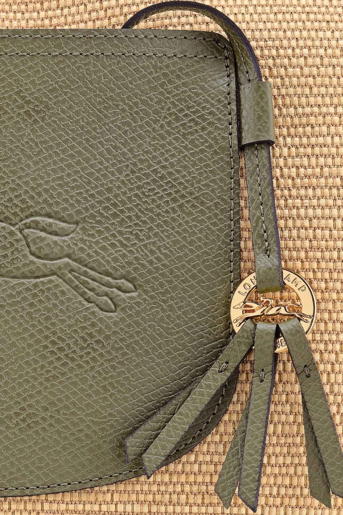 Longchamp Deri Detaylı Hasır Örgü Shopping Bag Çanta