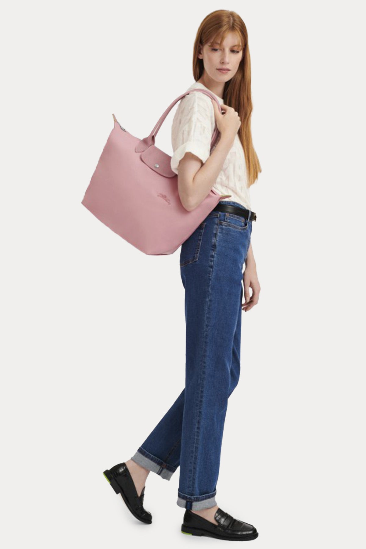 Longchamp Deri Detaylı Logolu Omuz Çantası