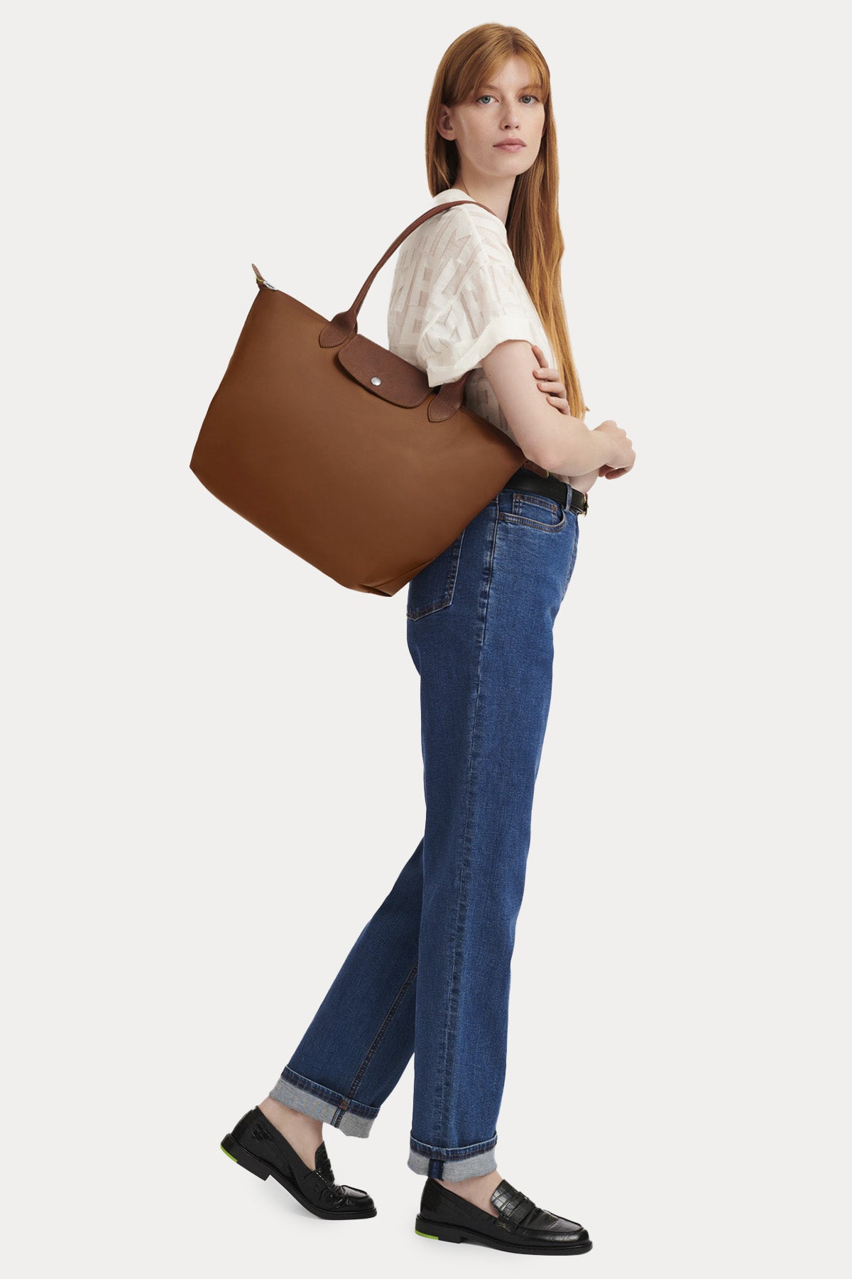 Longchamp Deri Detaylı Logolu Omuz Çantası